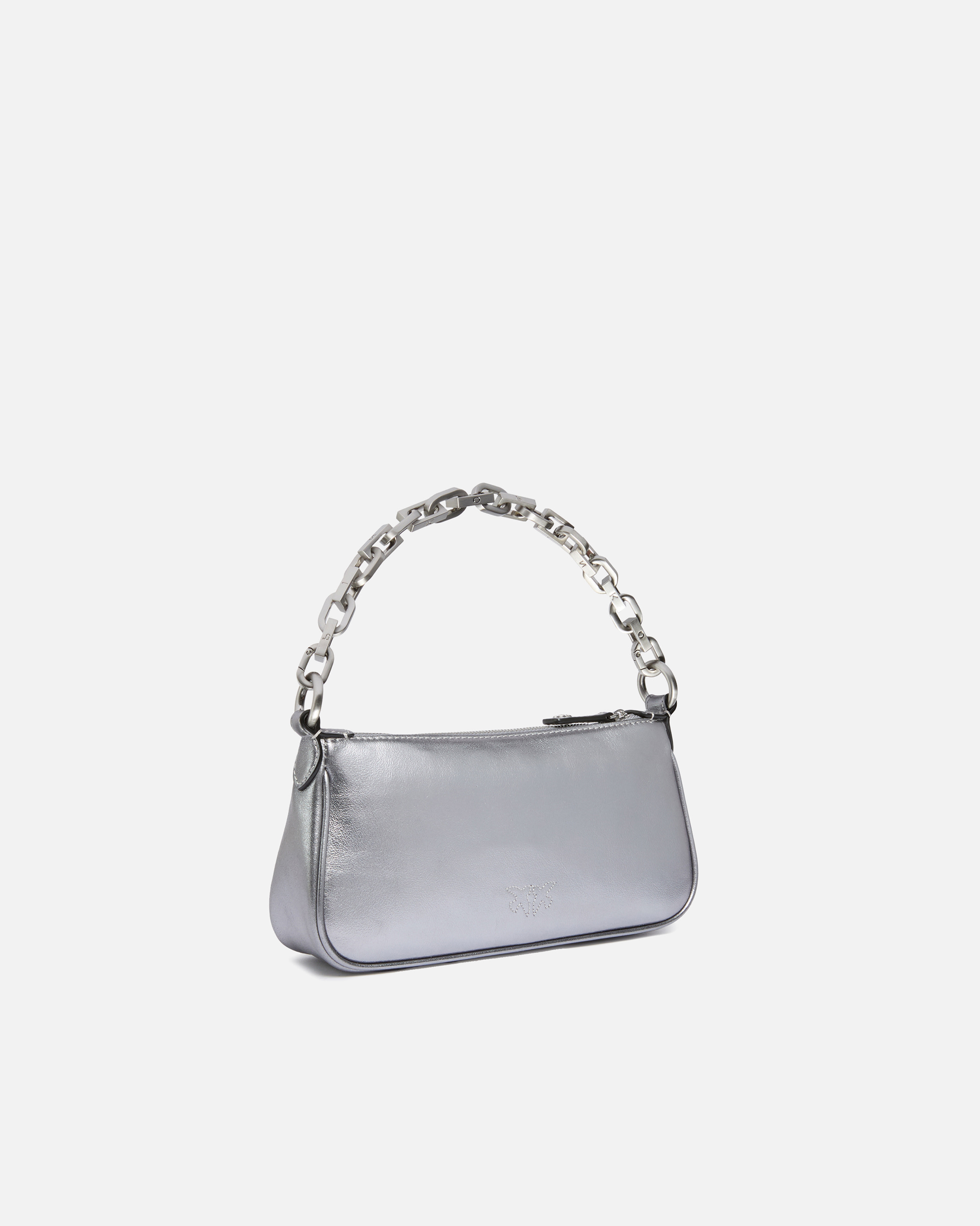 Small handbag mini half moon baguette in lame suede PINKO Silver