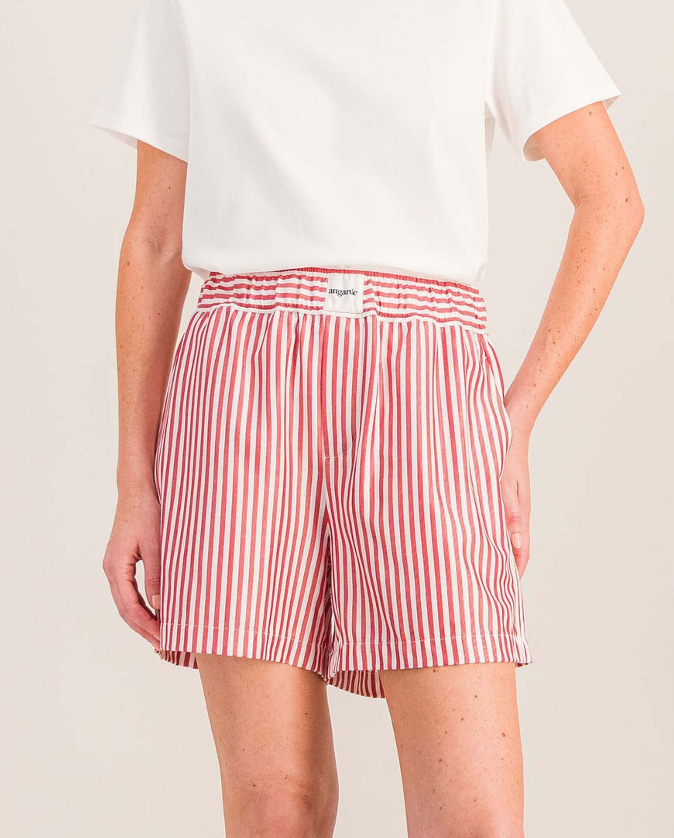 Women's short tencel, red stripes ANGARDE Red