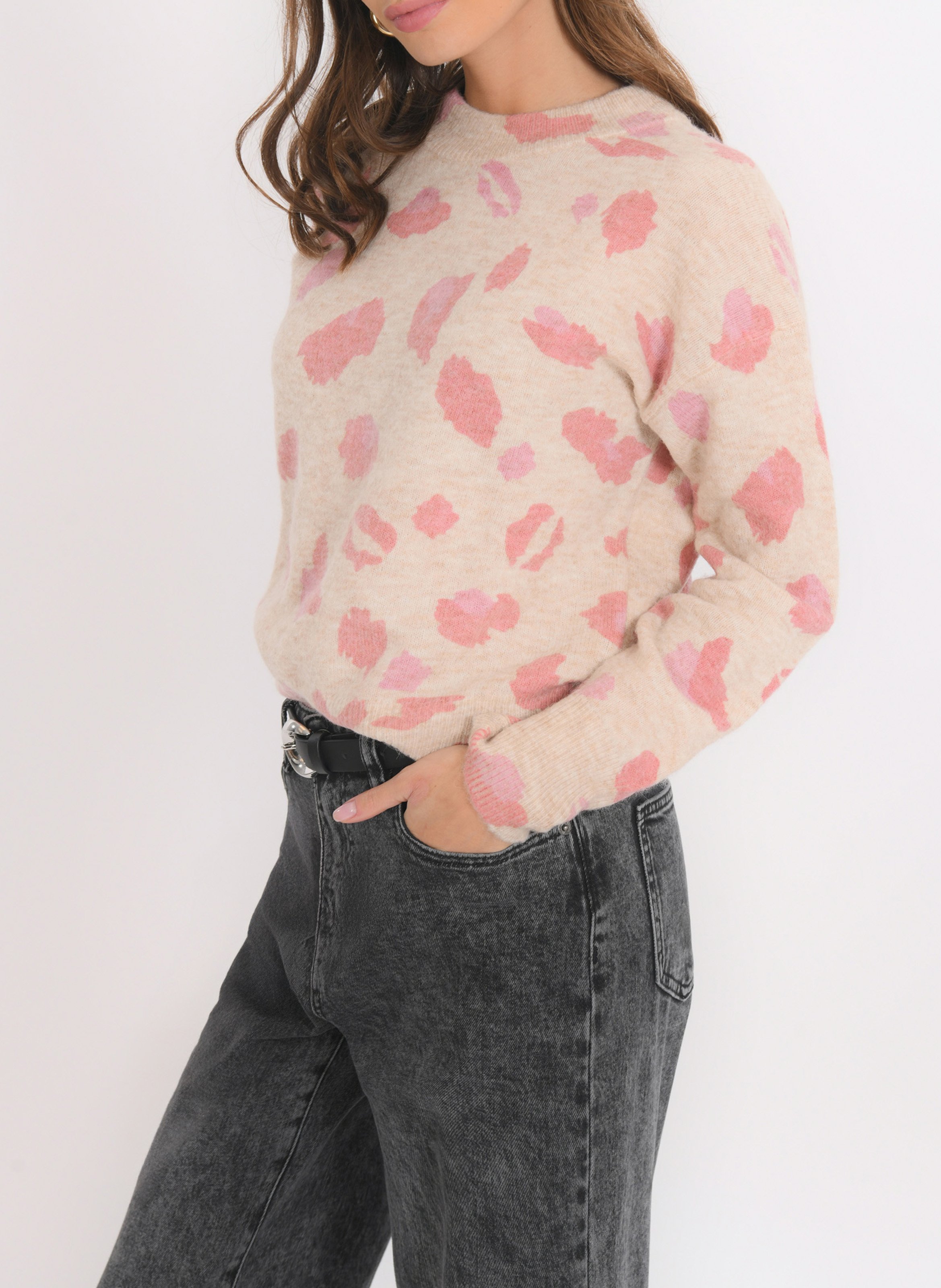 Pull imprimé en laine mélangée KOOKAI Beige