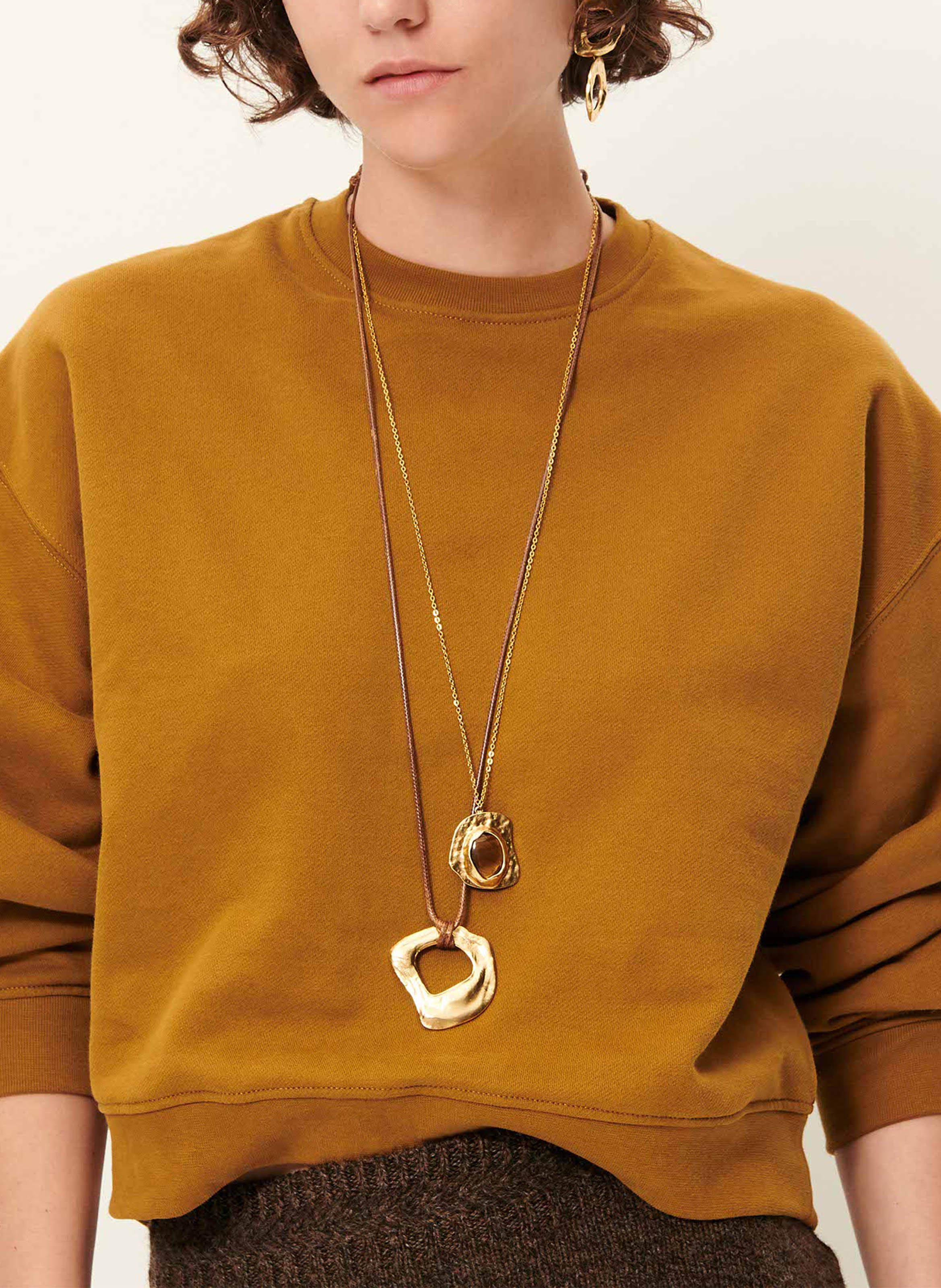 Necklace made of recycled cotton and brass SESSUN Golden