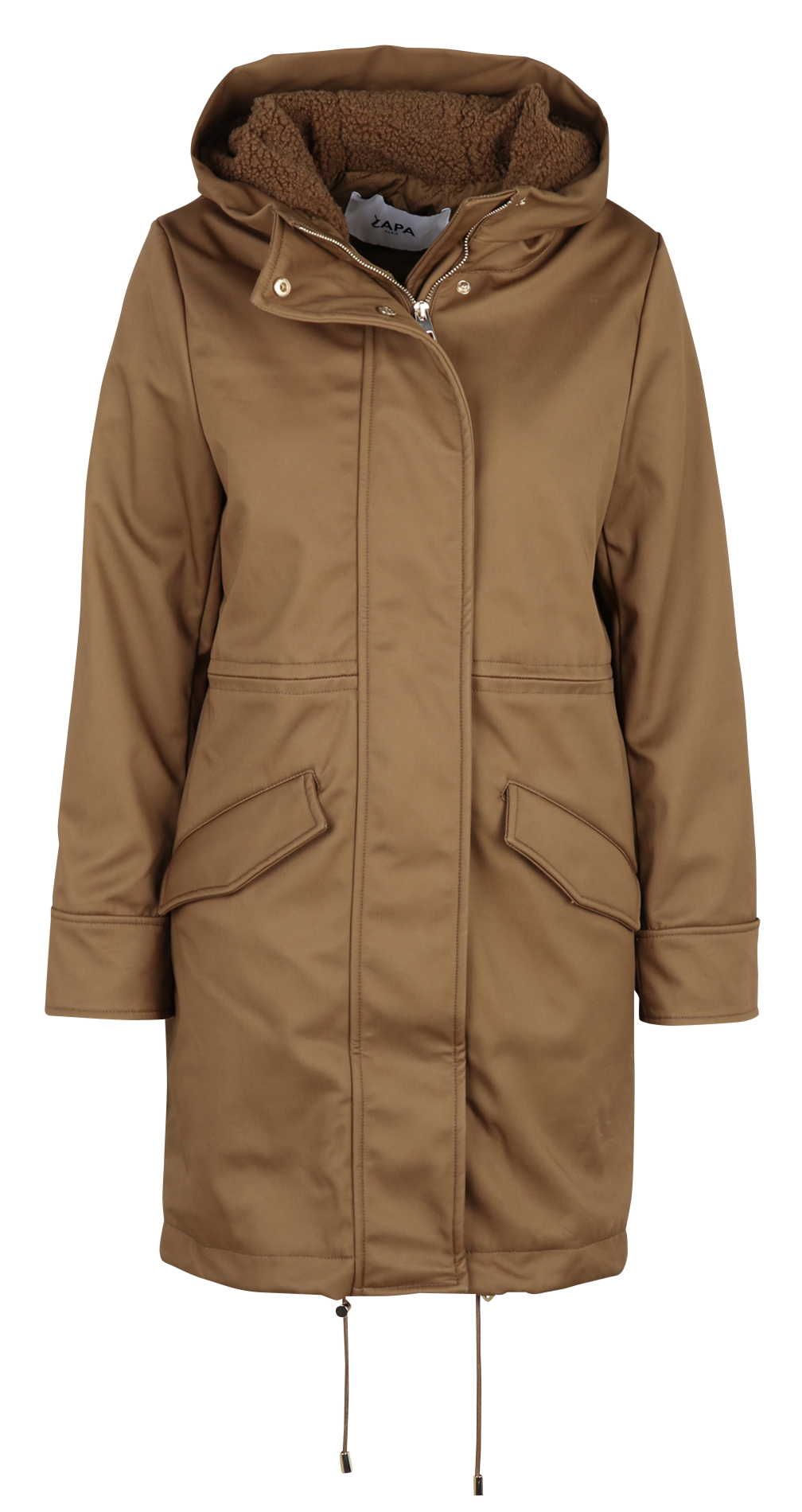 Parka mi-longue à capuche unie ZAPA Marron