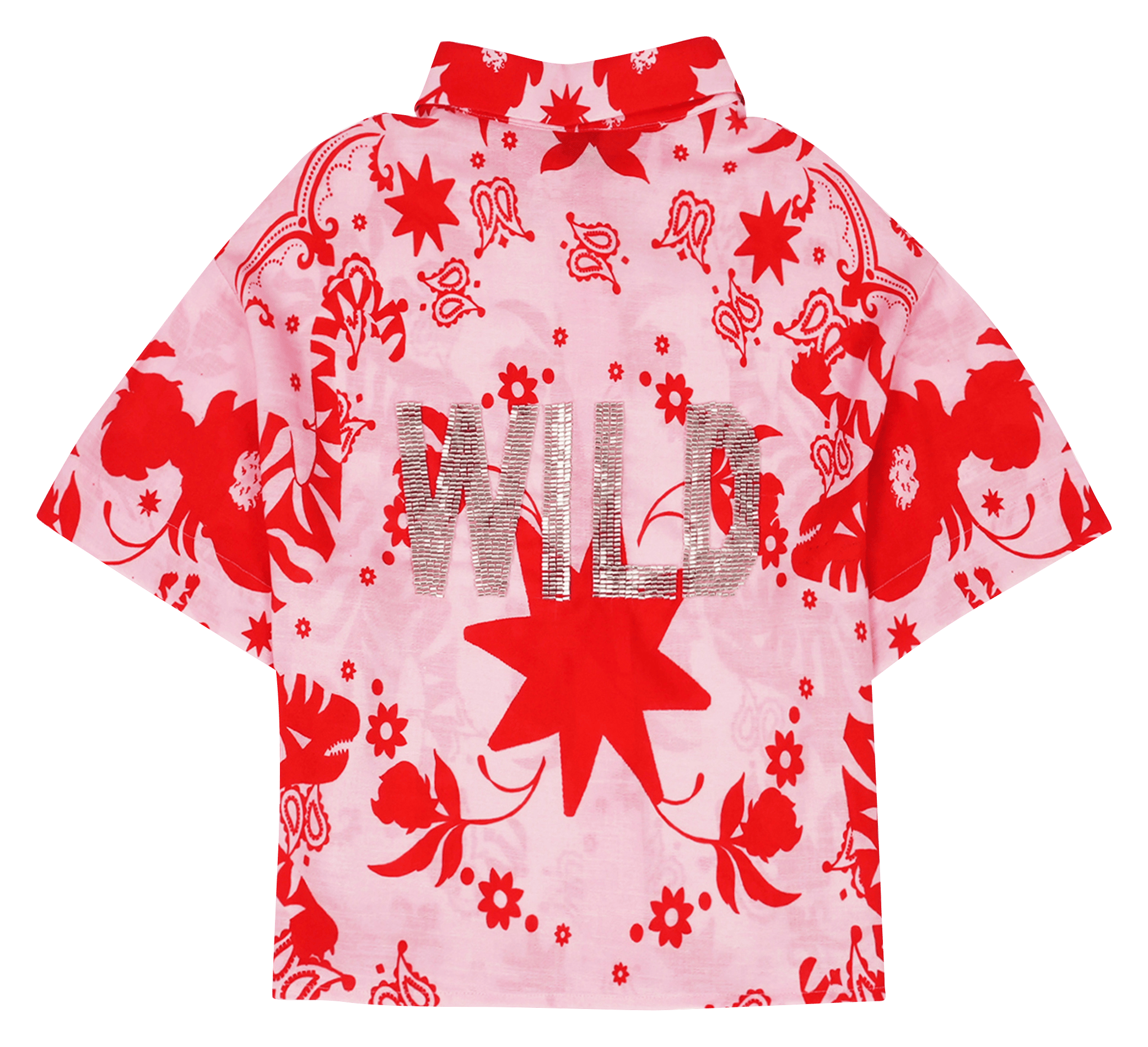 Oversize printed shirt with classic collar WILD Pink