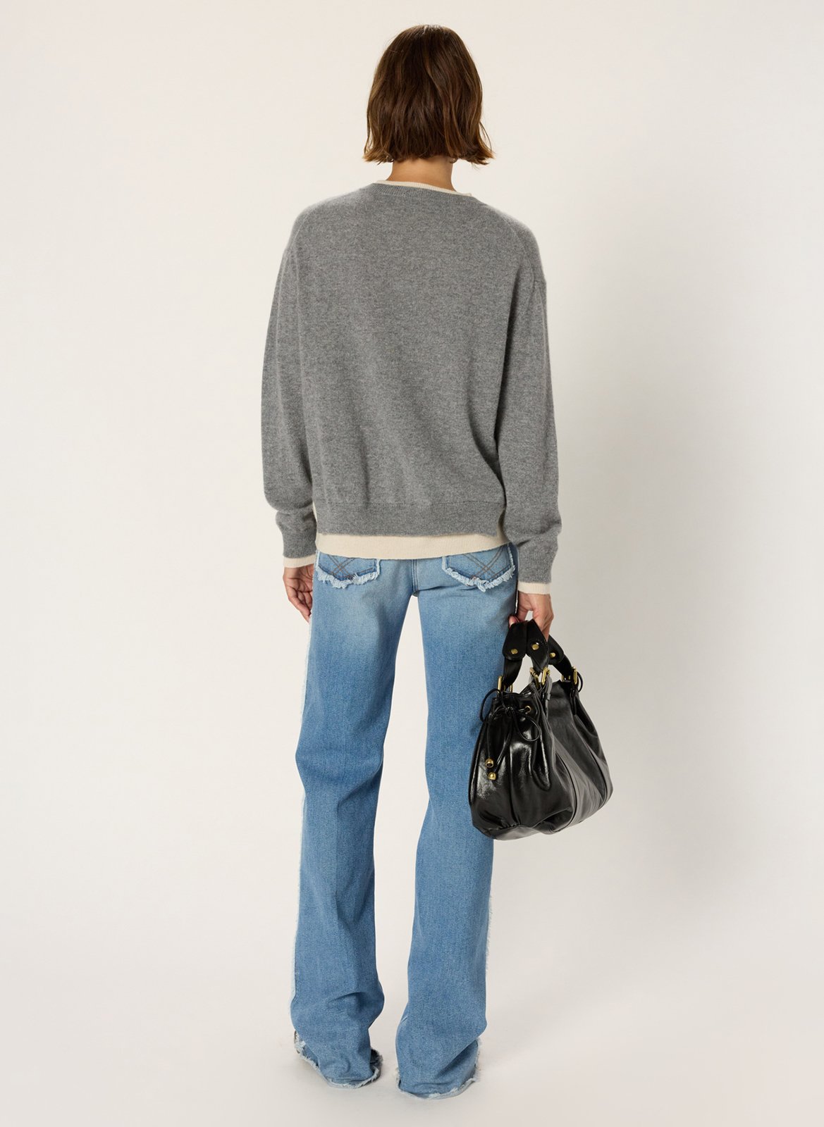 Sweat col rond en cachemire GERARD DAREL Gris