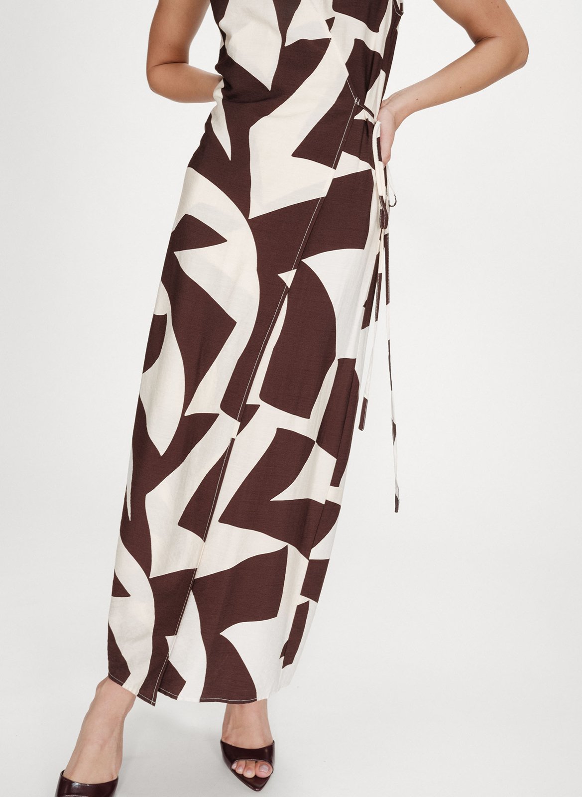 Robe longue portefeuille imprimée GRACE ET MILA Marron