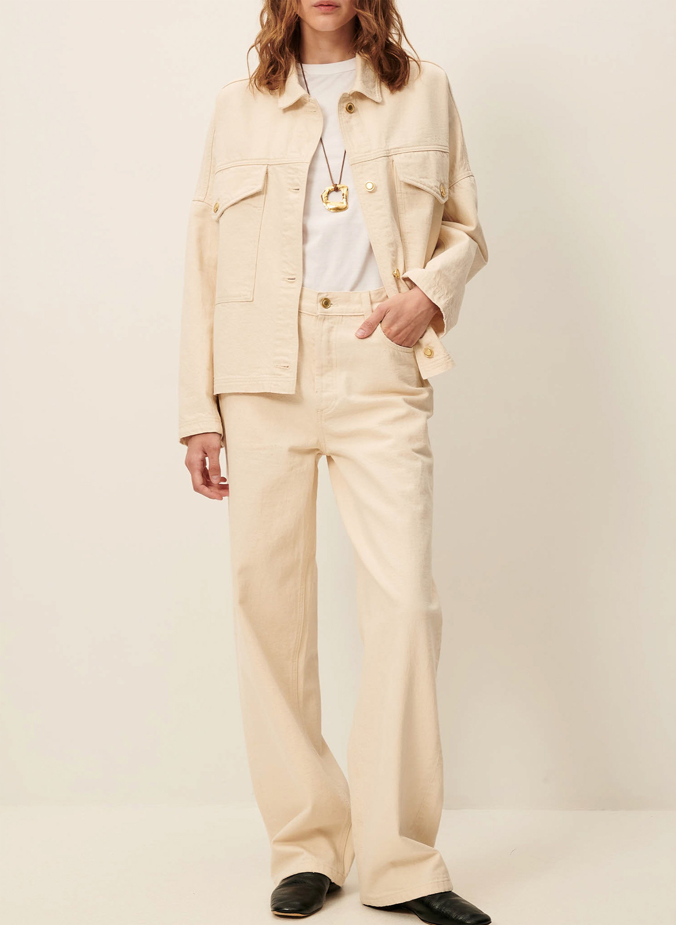 Weite Baumwollübershirt SESSUN Beige