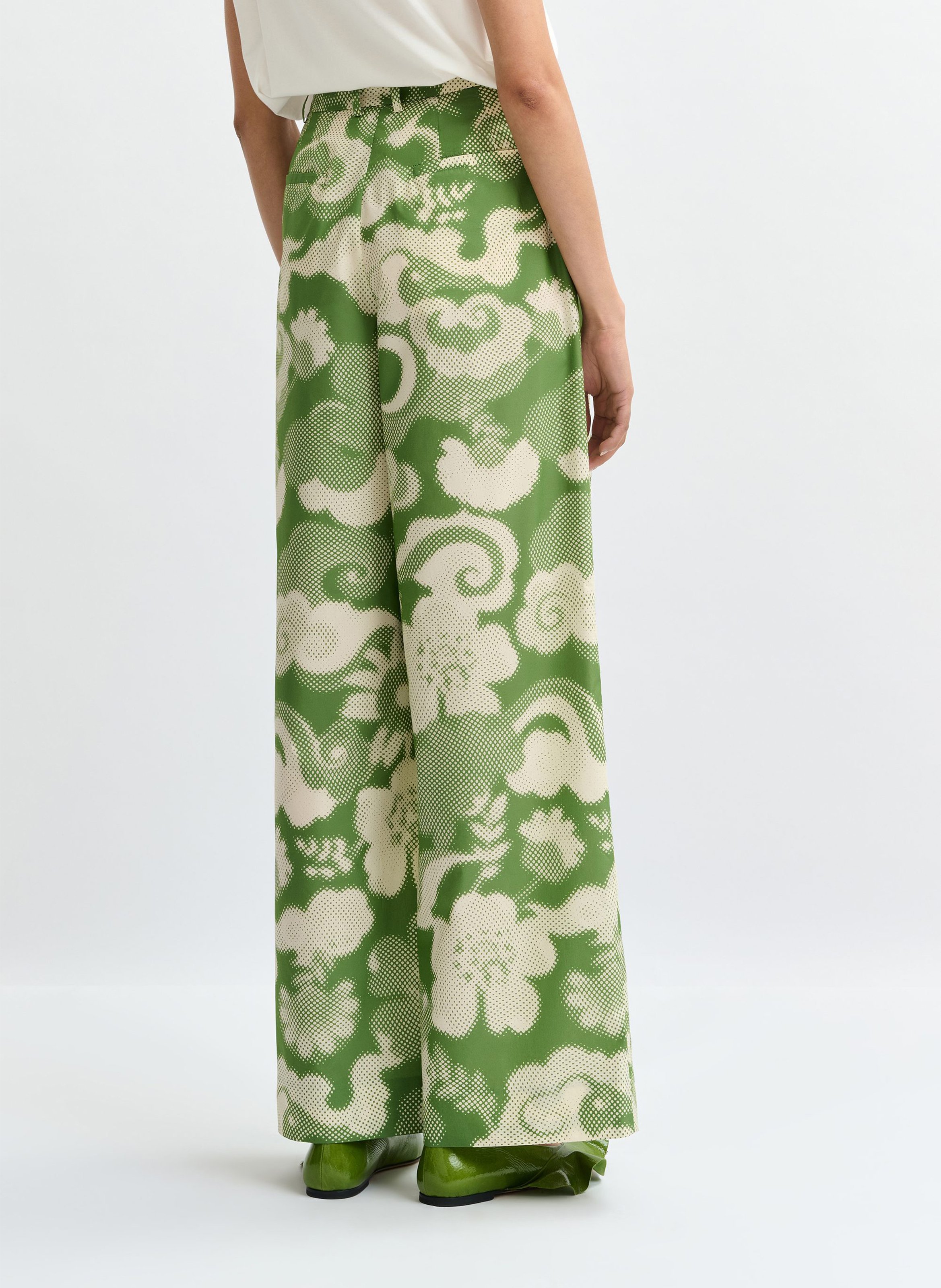 Pantalon large imprimé ESSENTIEL ANTWERP Vert