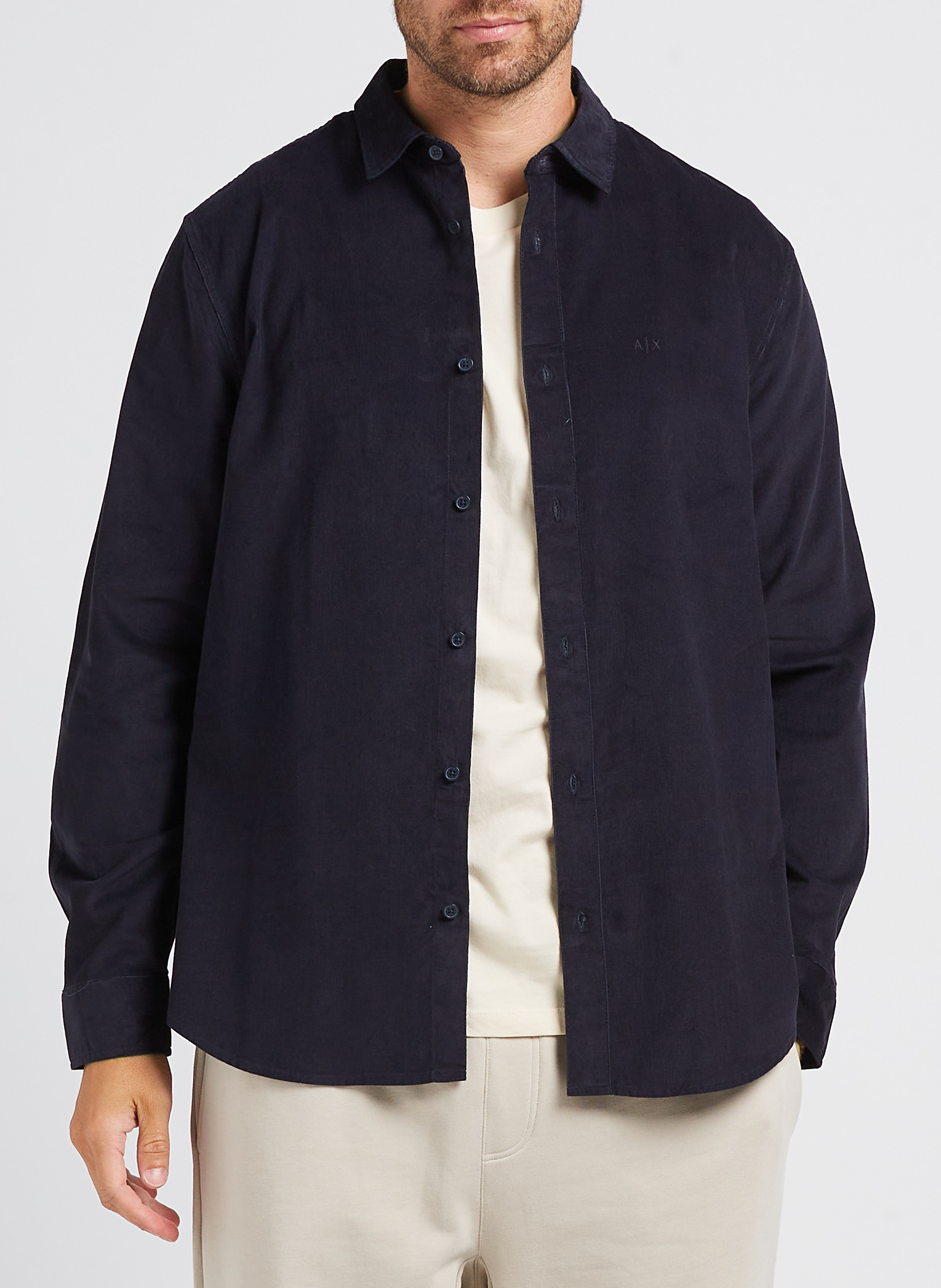 Chemise col classique en coton  ARMANI EXCHANGE Bleu