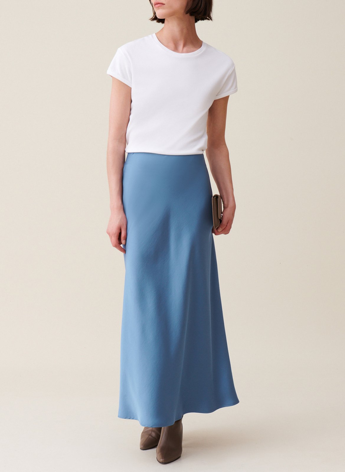 Long fluid satiny skirt CLAUDIE PIERLOT Blue