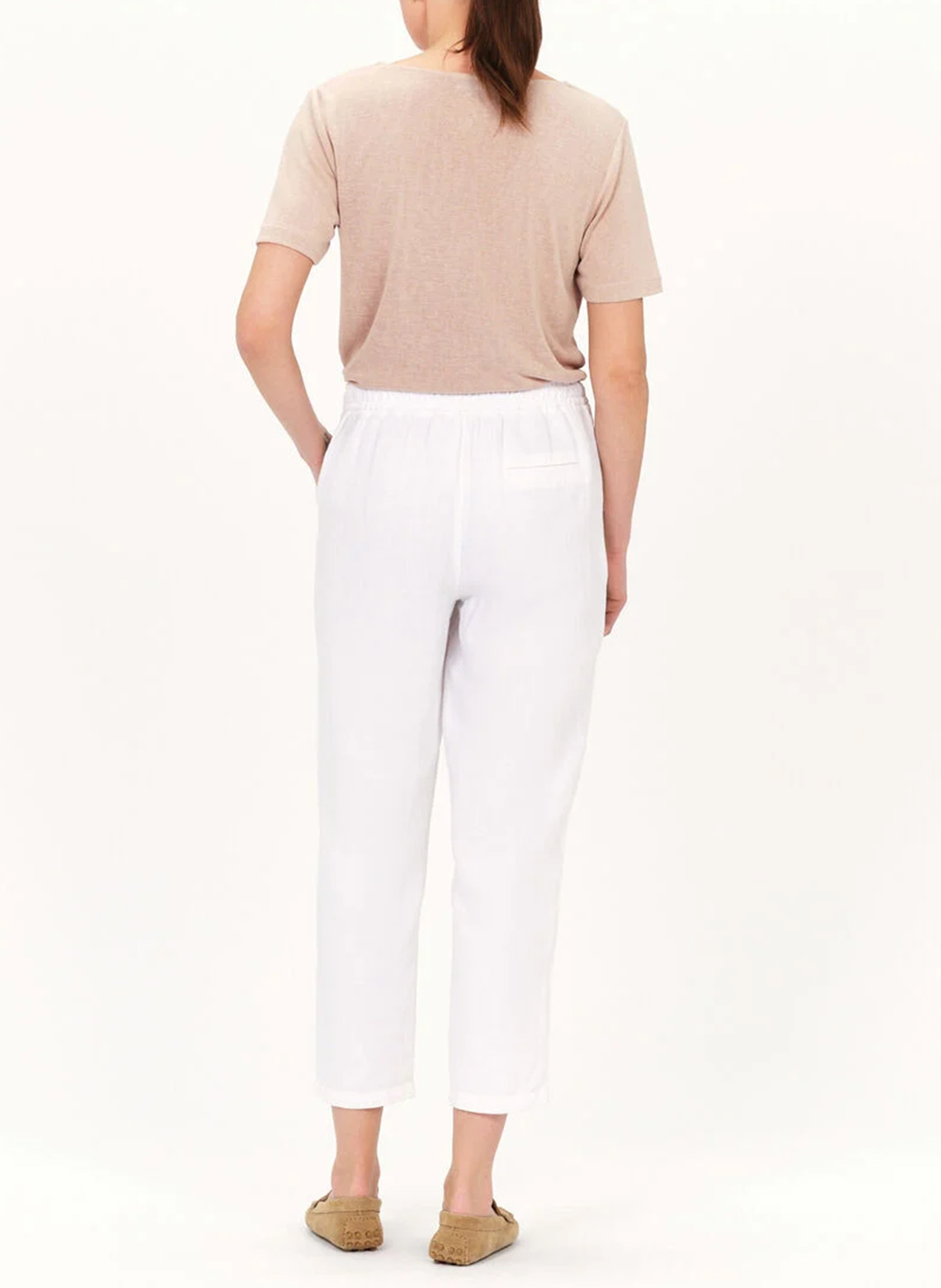 Straight-leg cotton and linen pants CAROLL White