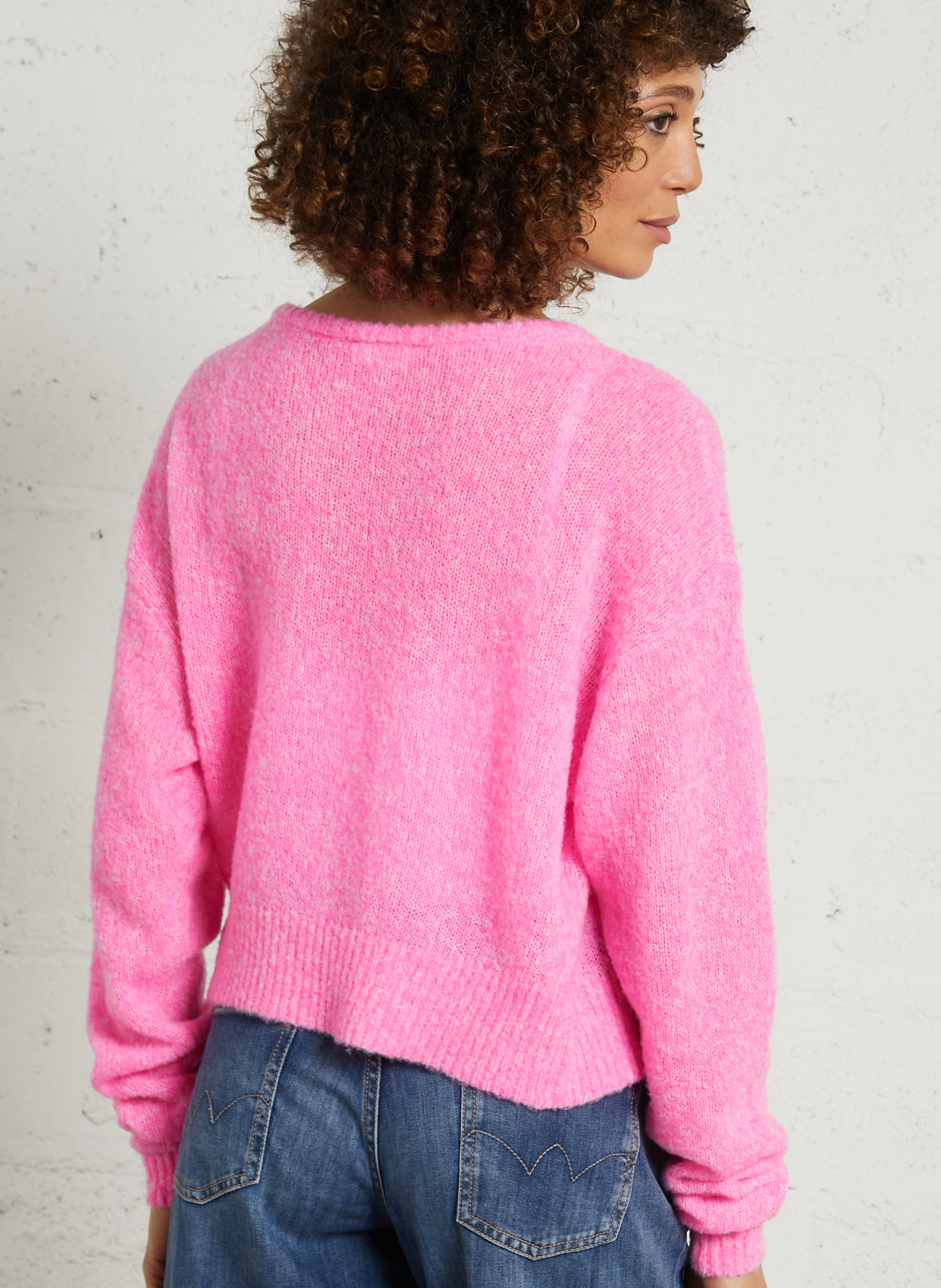 Round-neck wool-blend straight-cut sweater AMERICAN VINTAGE Pink