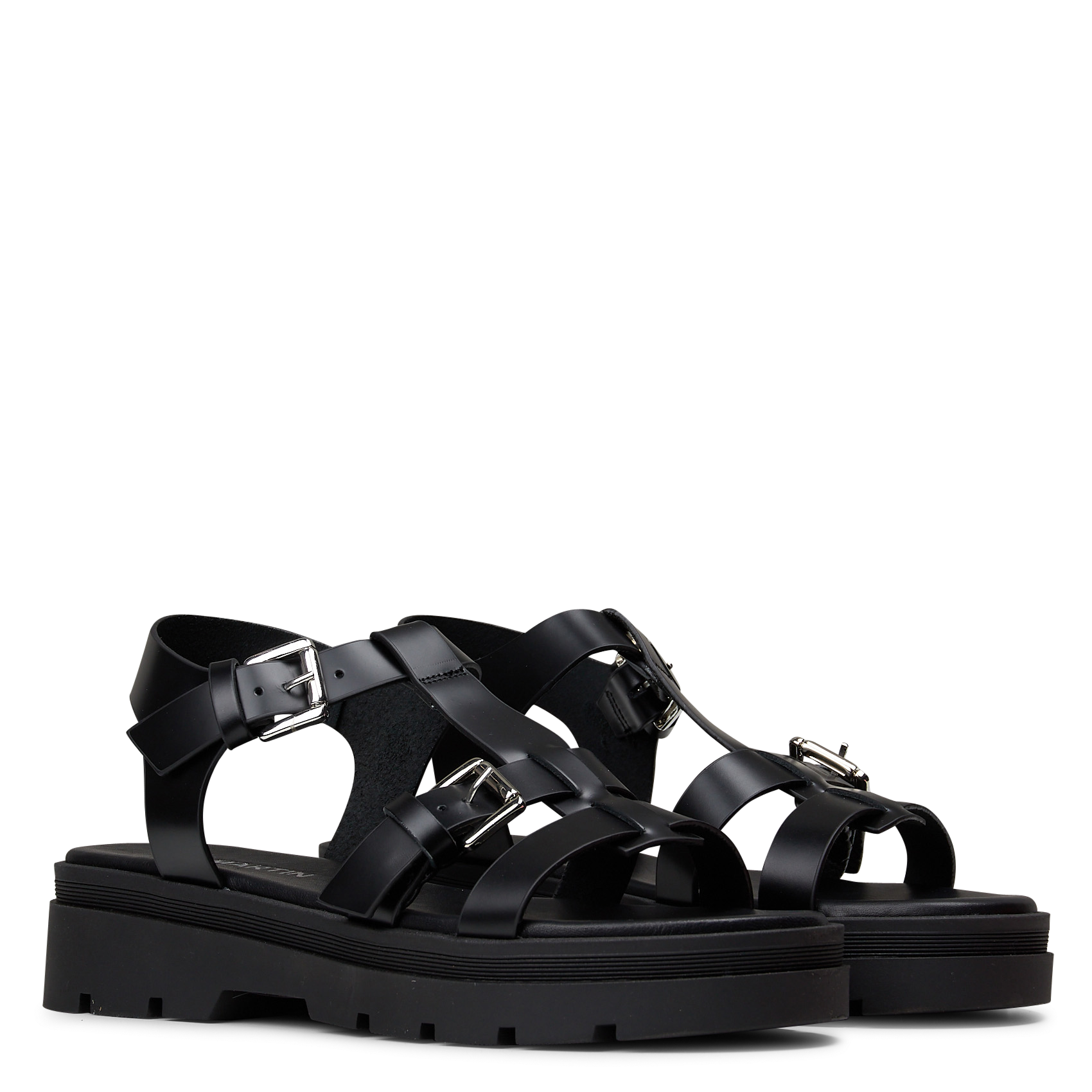Sandales à brides en cuir  Noir