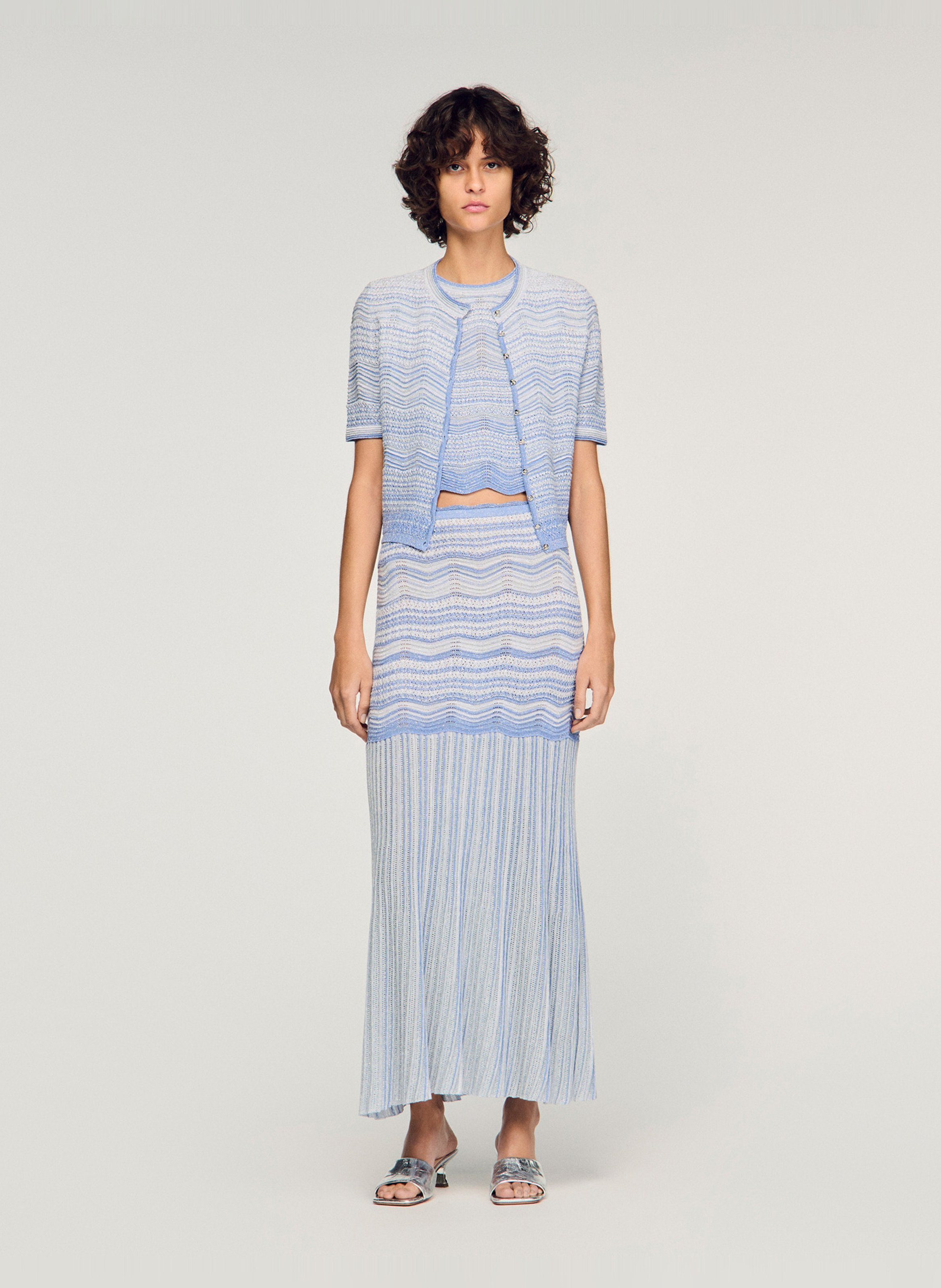 Flared knitted skirt SANDRO Blue