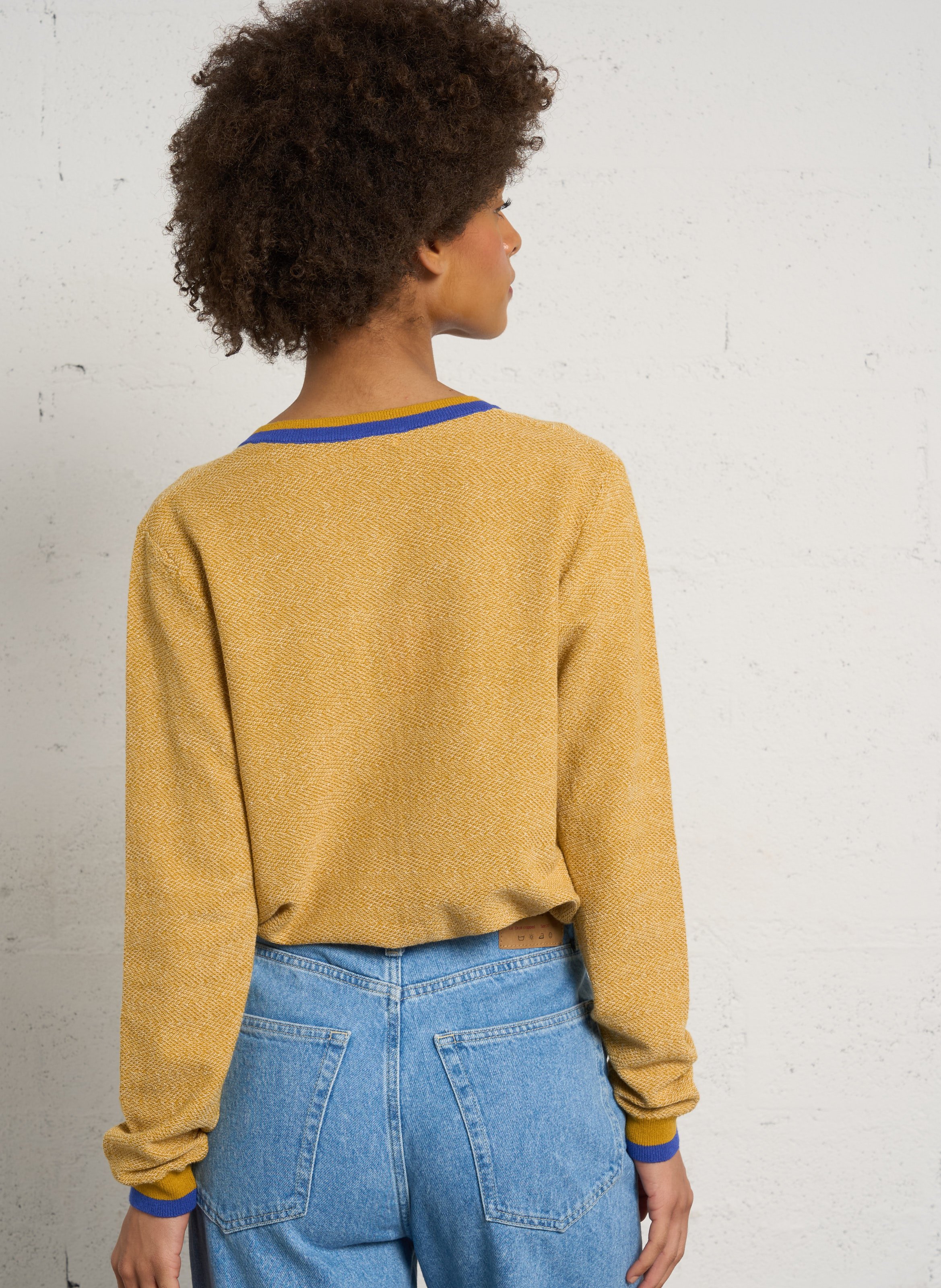 Rundhalsausschnitt Weste aus Baumwolle und Leinen gemischt BENSIMON Mehrfarbig