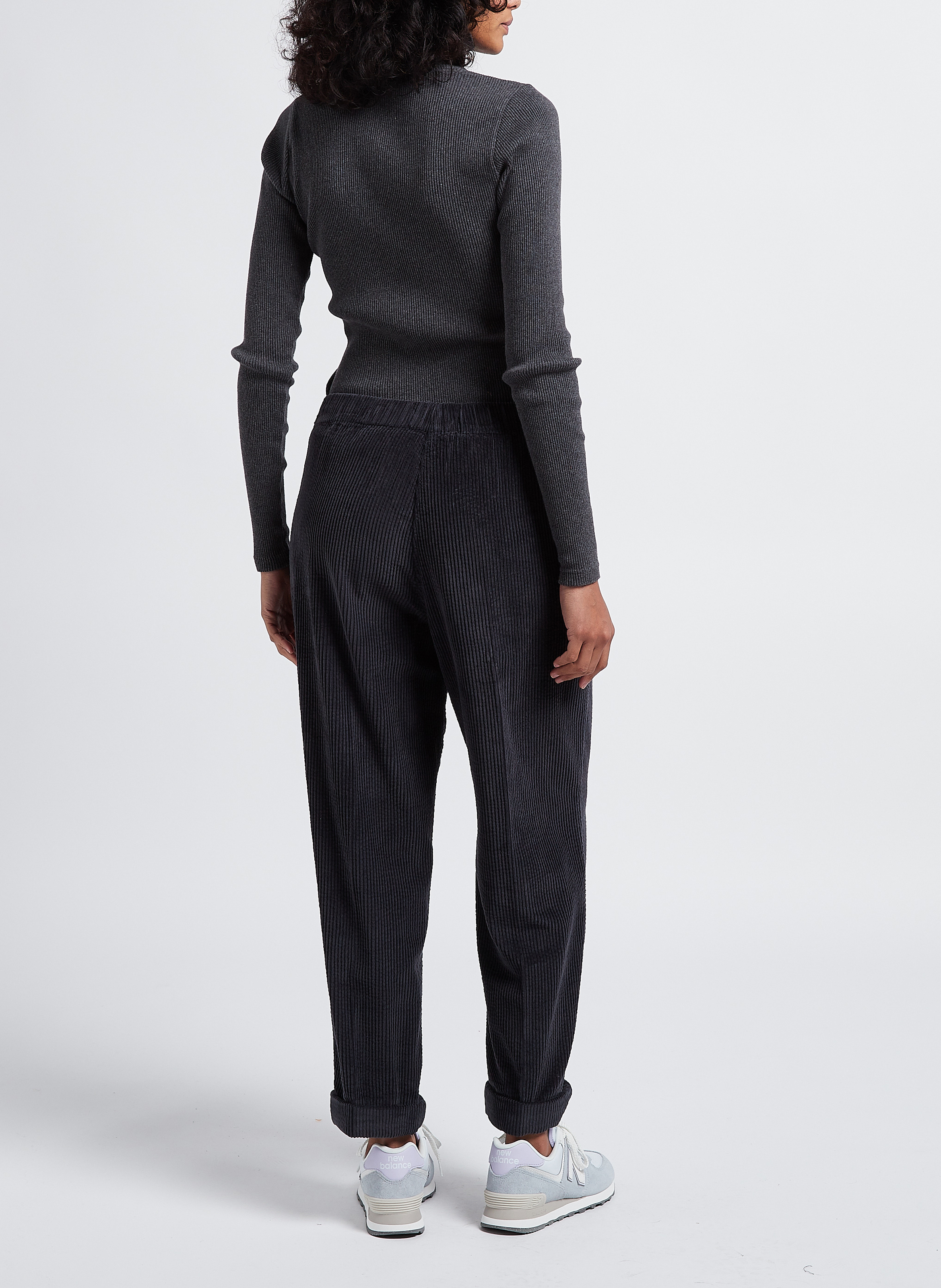 High-waisted wide-leg corduroy pants AMERICAN VINTAGE Black