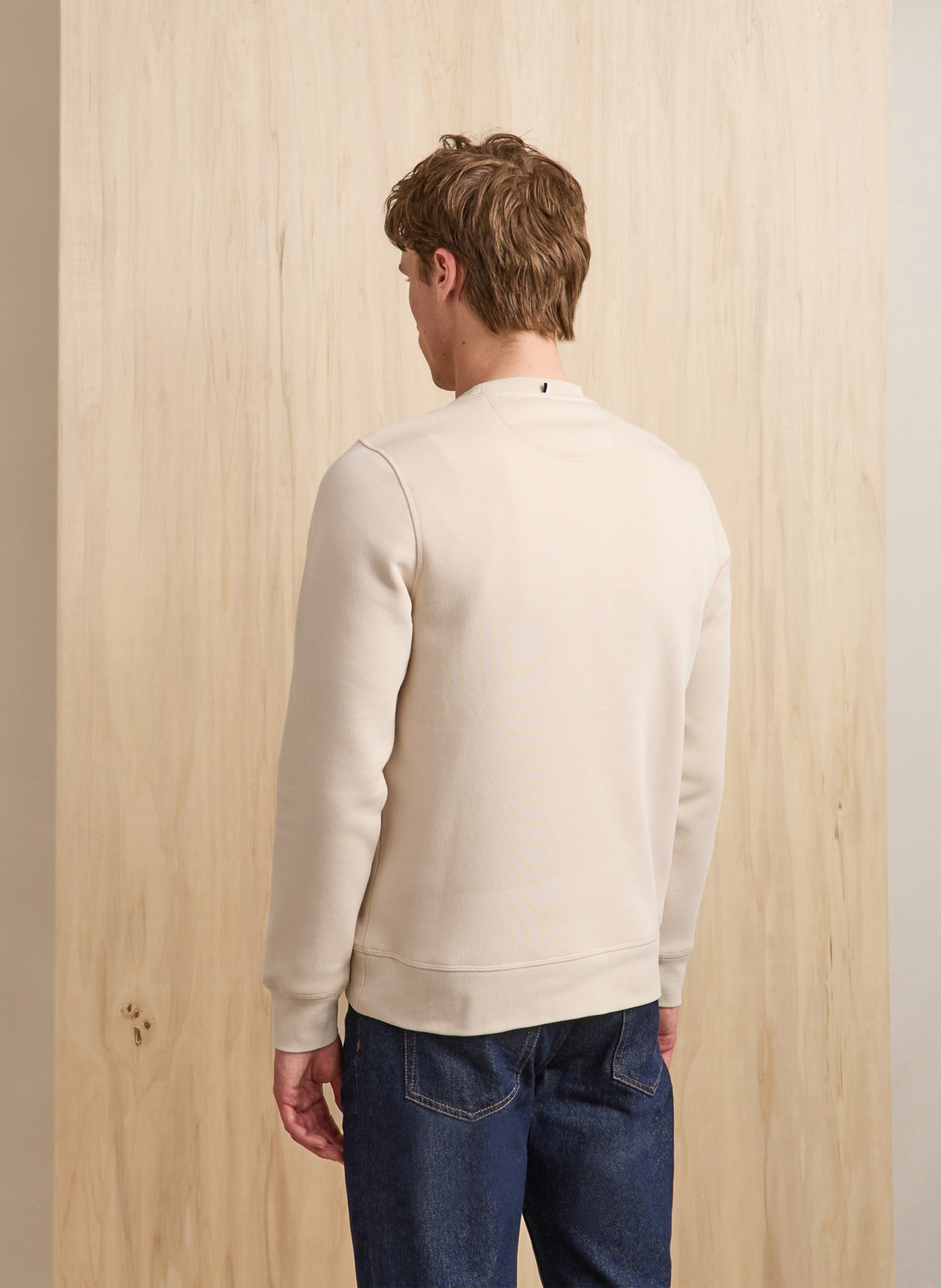 Straight-cut cotton-blend sweater with round neck FAGUO Beige