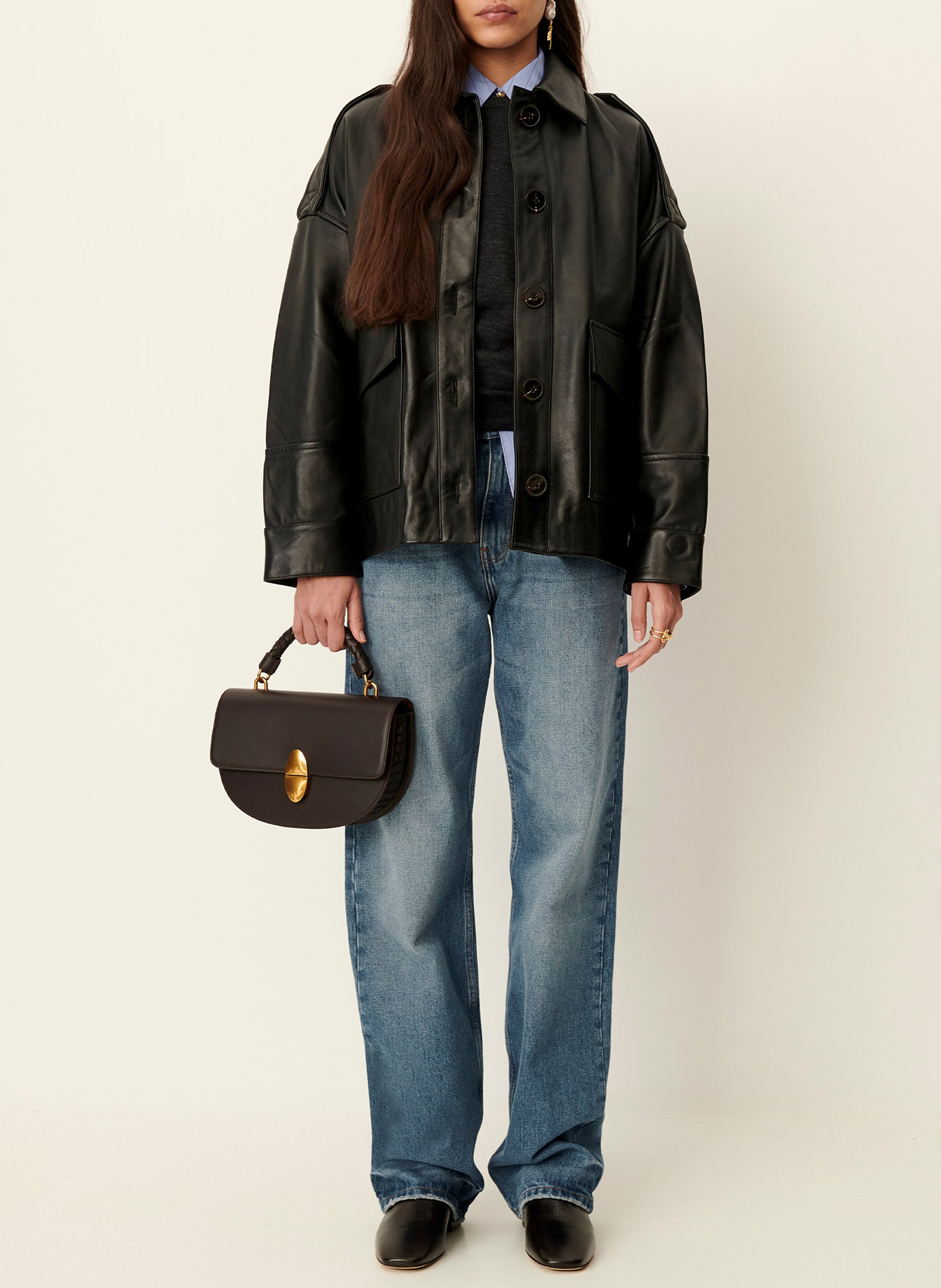 Sac bandoulière en cuir SESSUN Bruin