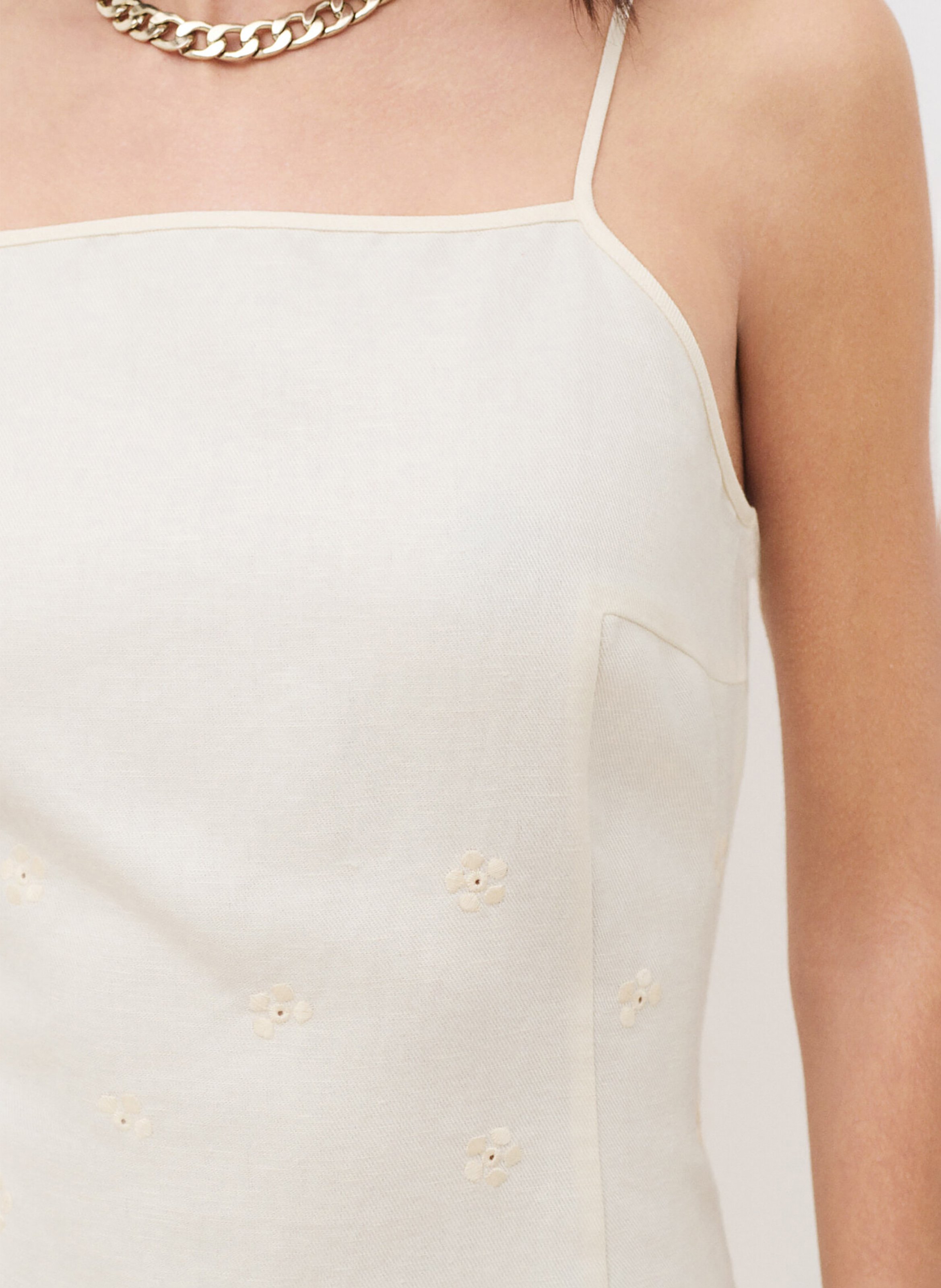 Kurzes Kleid mit Blumenstickereien CAROLL Beige