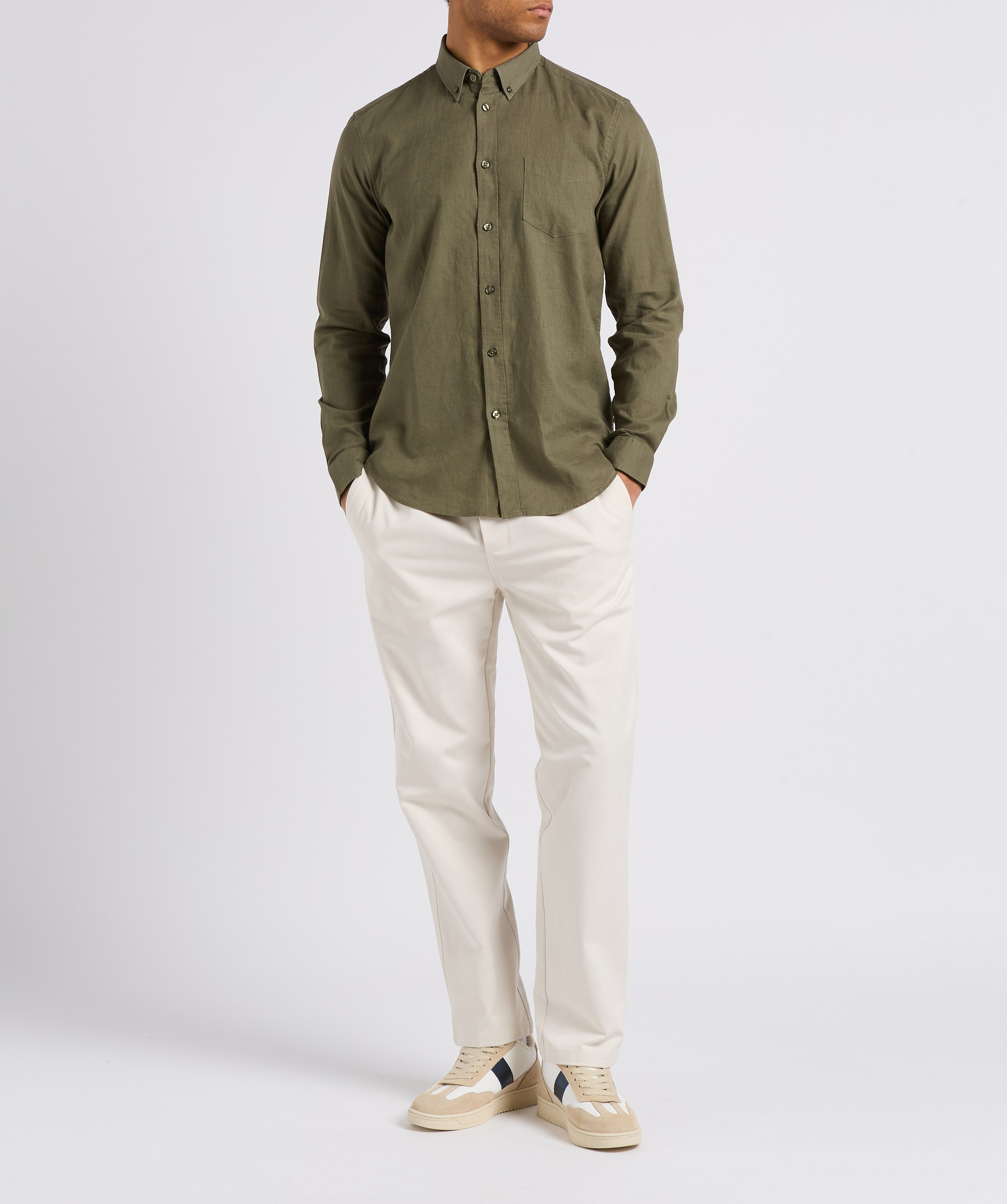 Straight-leg organic cotton-blend pants SAMSOE SAMSOE White