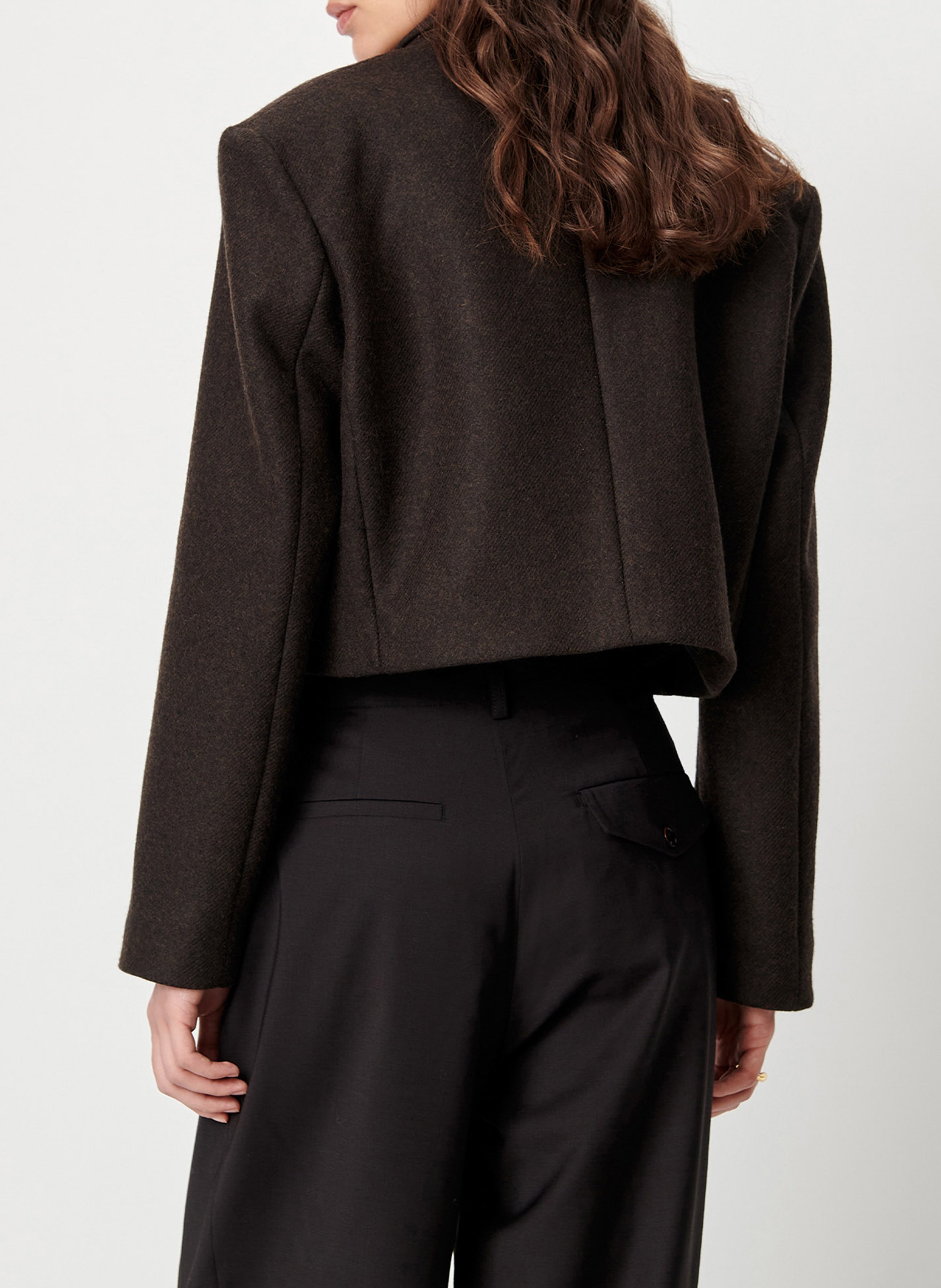 Veste col tailleur en laine mélangée SESSUN Marron