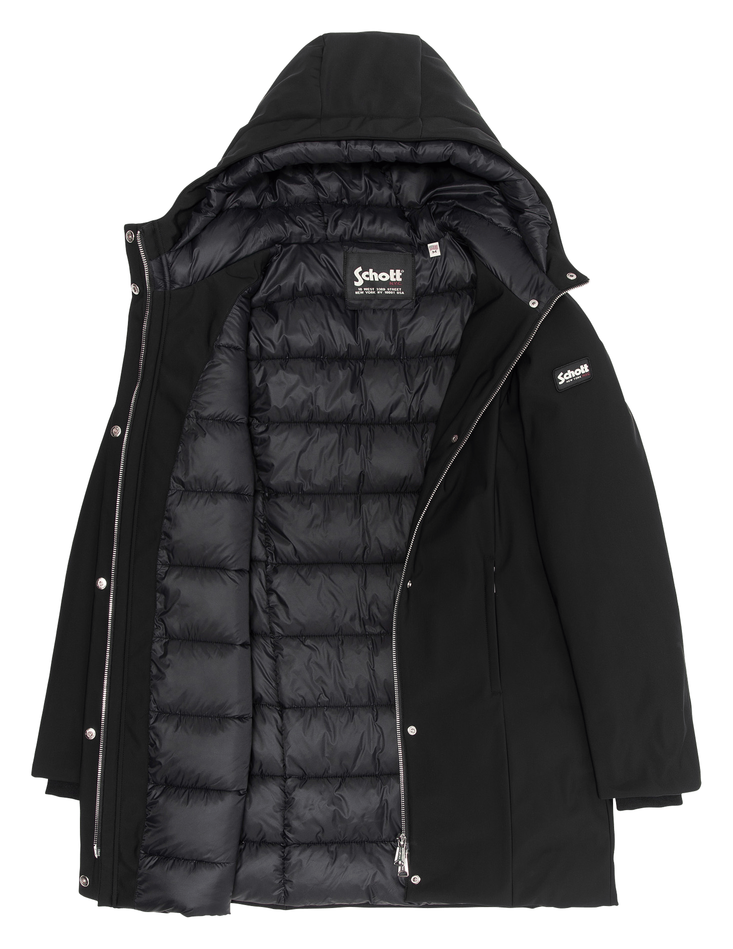 Parka droite col à capuche SCHOTT Noir