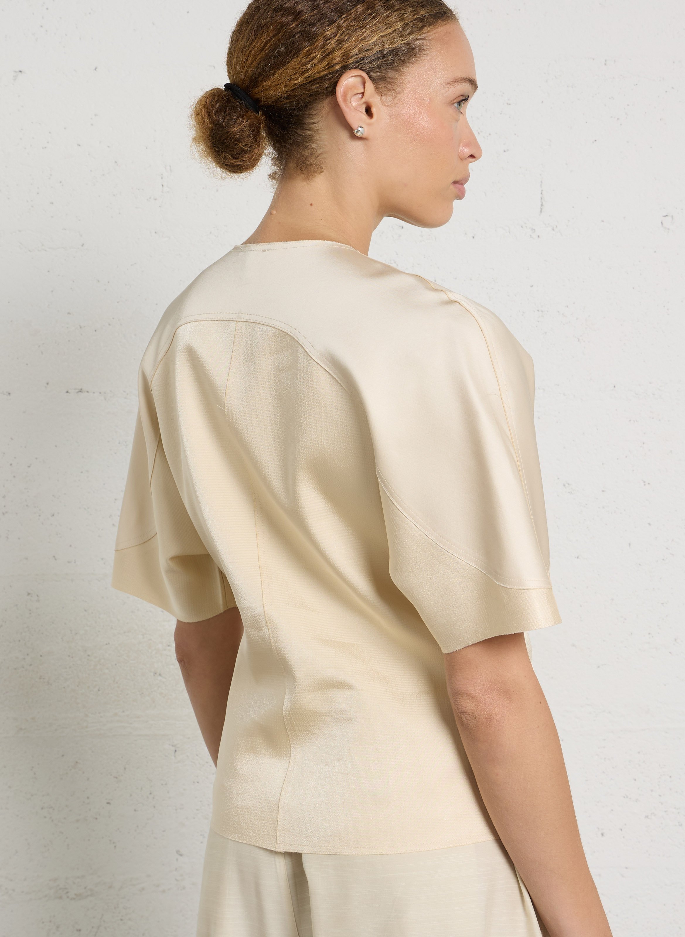Blouse manches courtes à silhouette arrondie SOEUR Beige