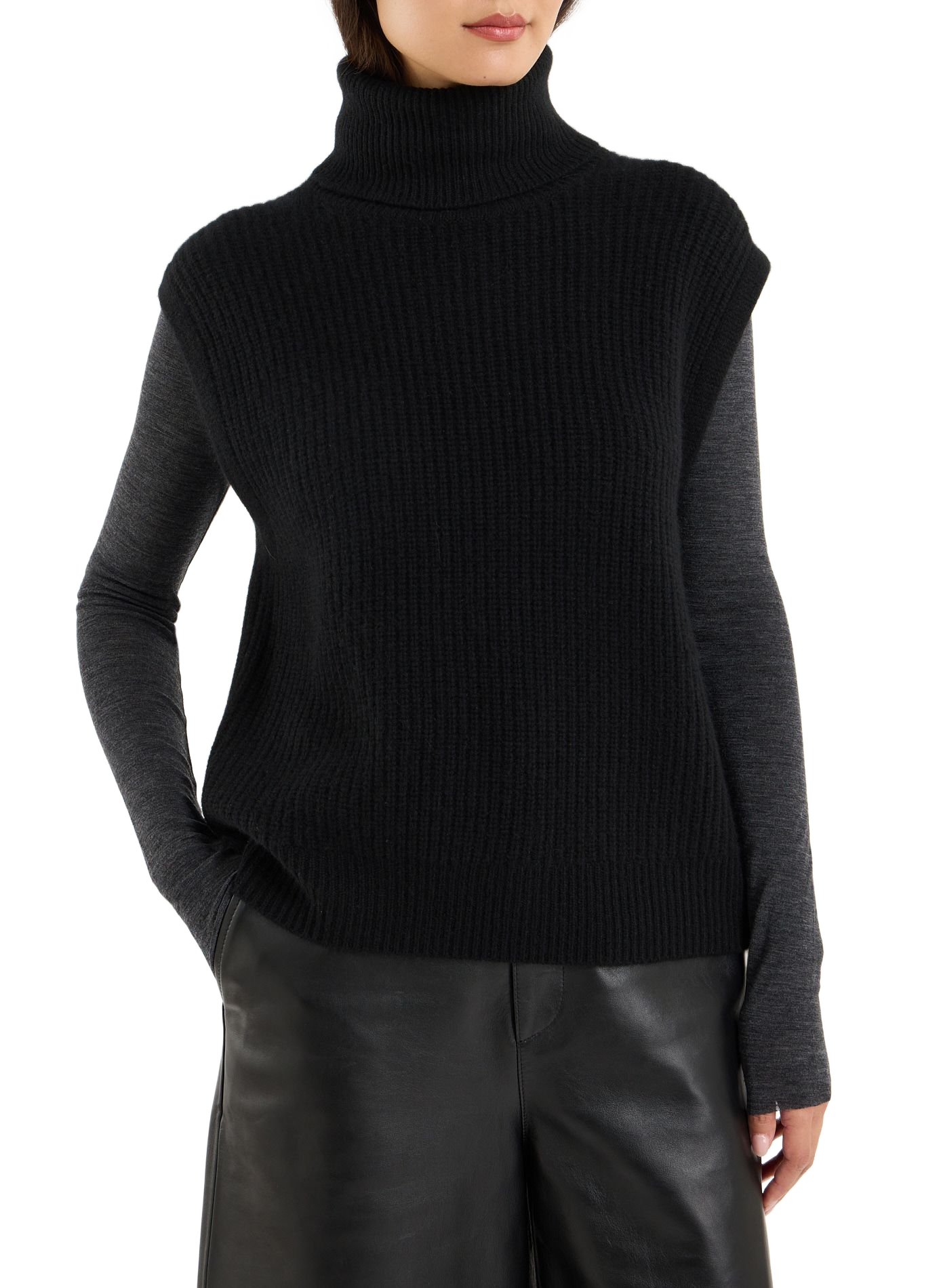 Sleeveless turtleneck cashmere sweater wail SAISON 1865 Black