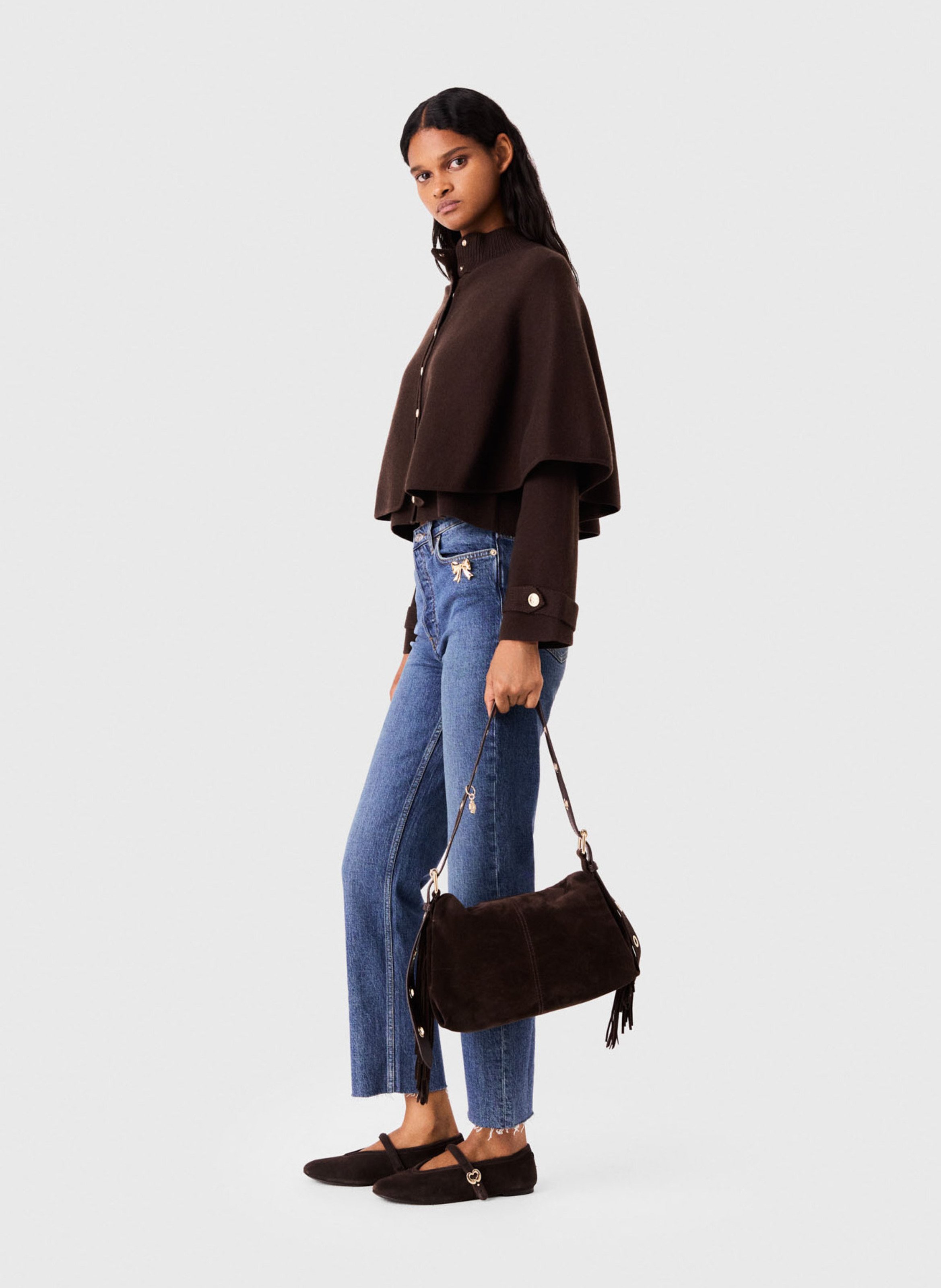 Oversized vest met opstaande kraag MAJE Bruin