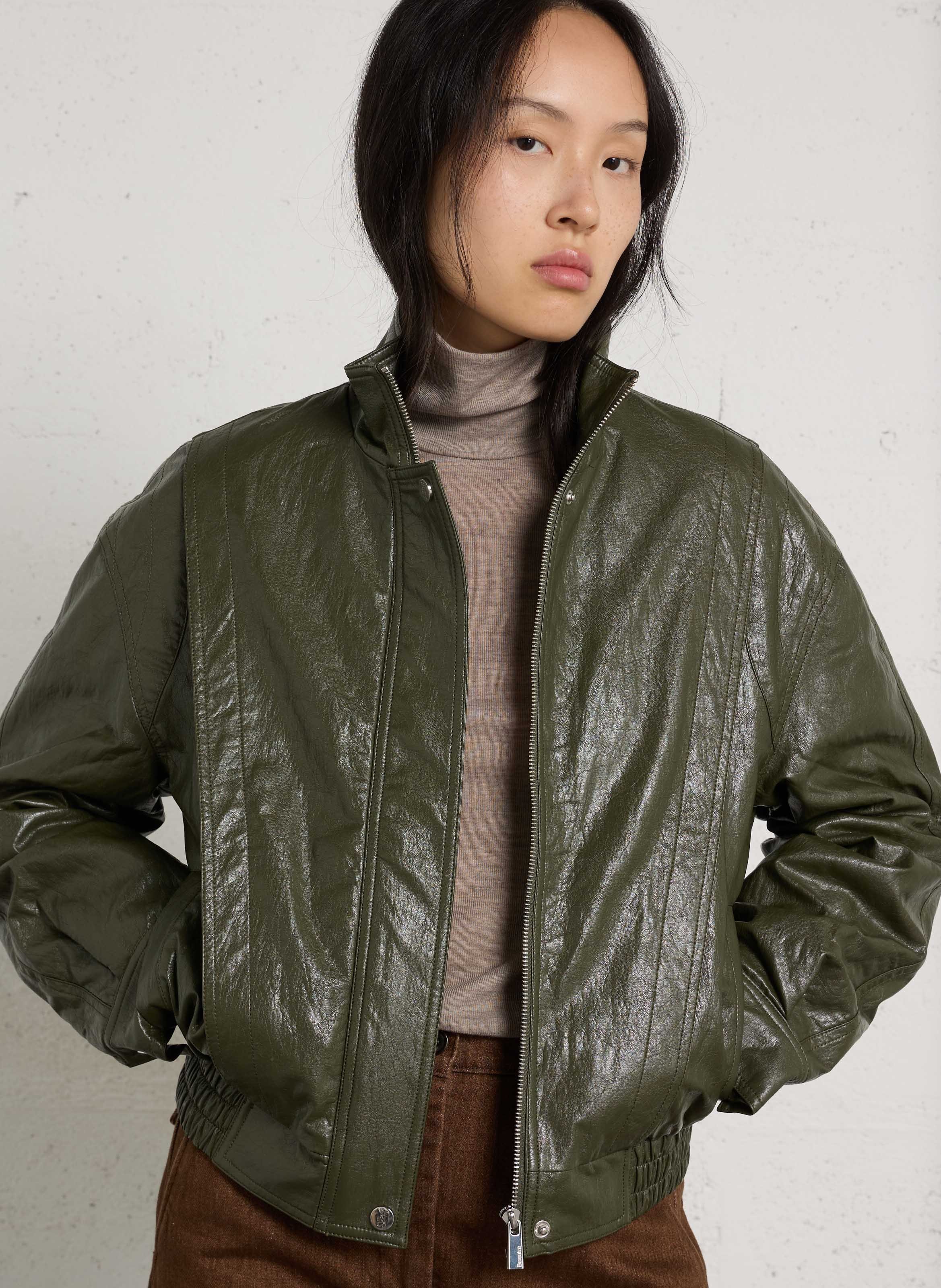 Veste ample col montant BERENICE Kaki