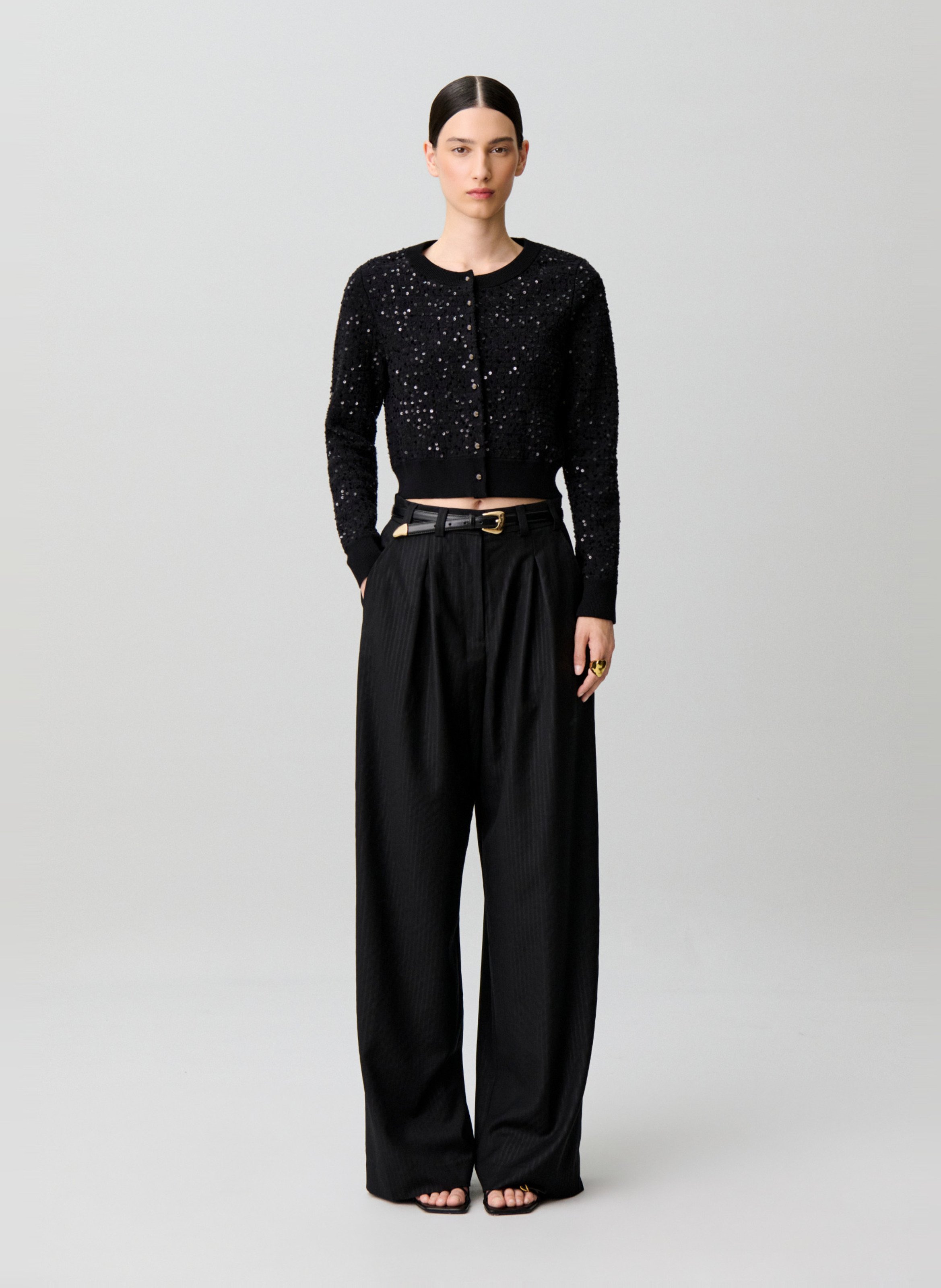 Fitted sequin cardigan CLAUDIE PIERLOT Black