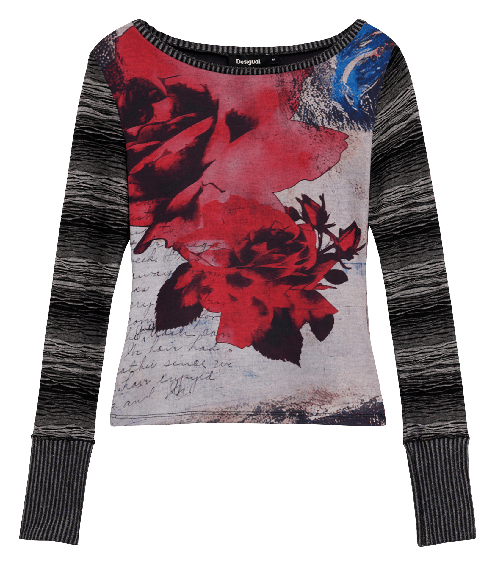 Fitted boat neck printed T-shirt DESIGUAL Black