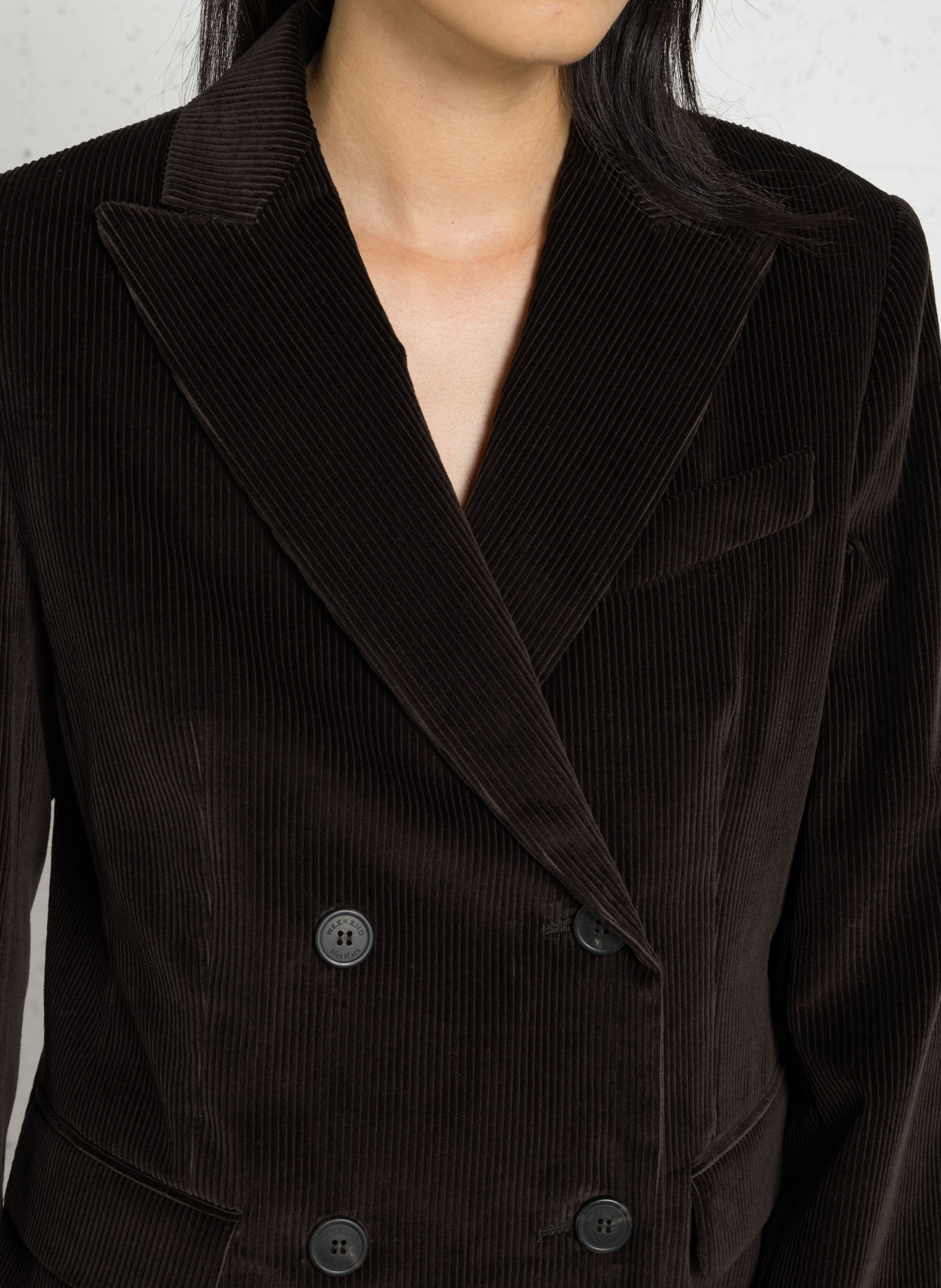 Veste de tailleur ajustée côtelée en coton MAX MARA WEEK END Marron