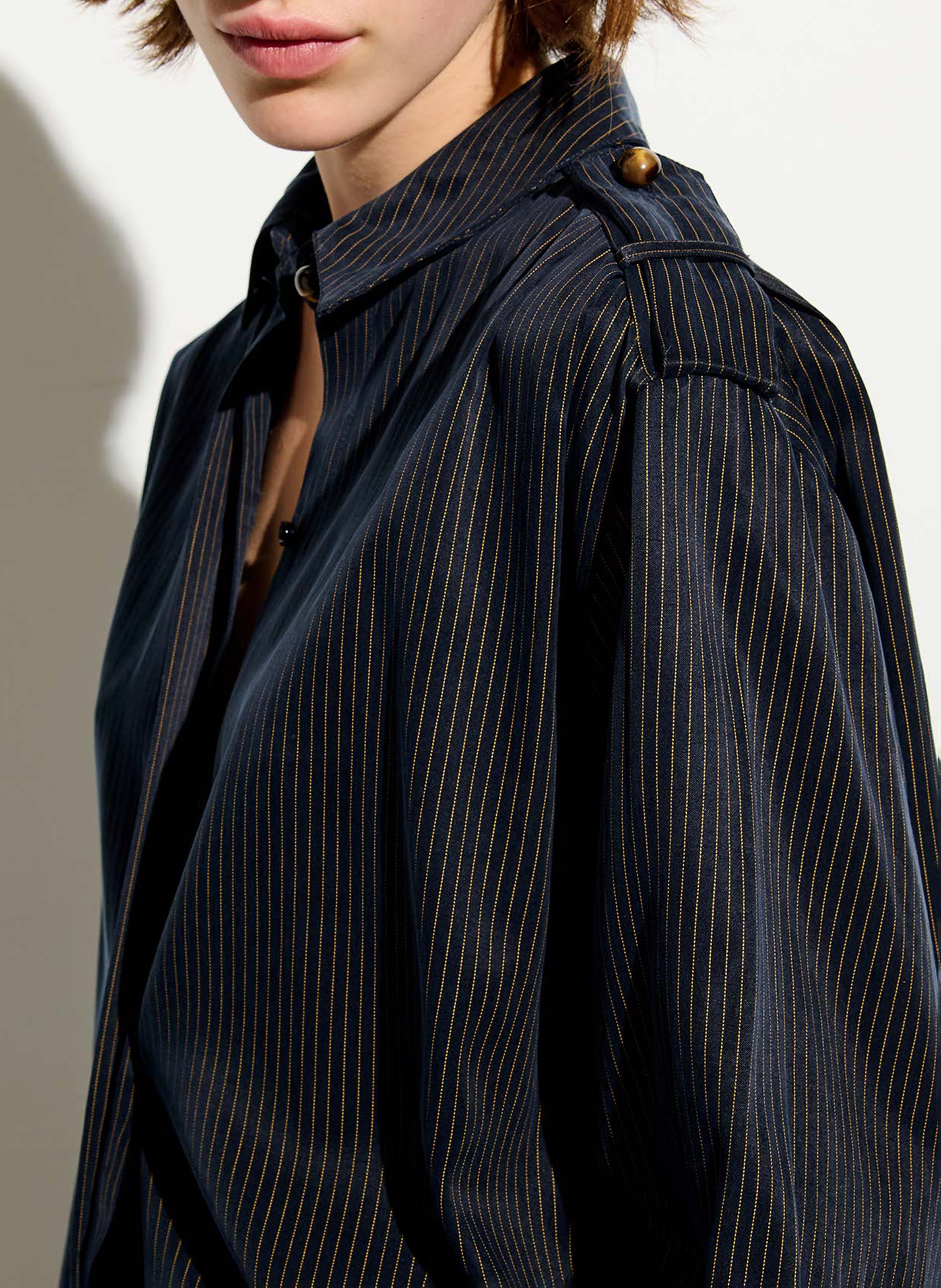 Oversized button-up shirt with stripes SESSUN Blue