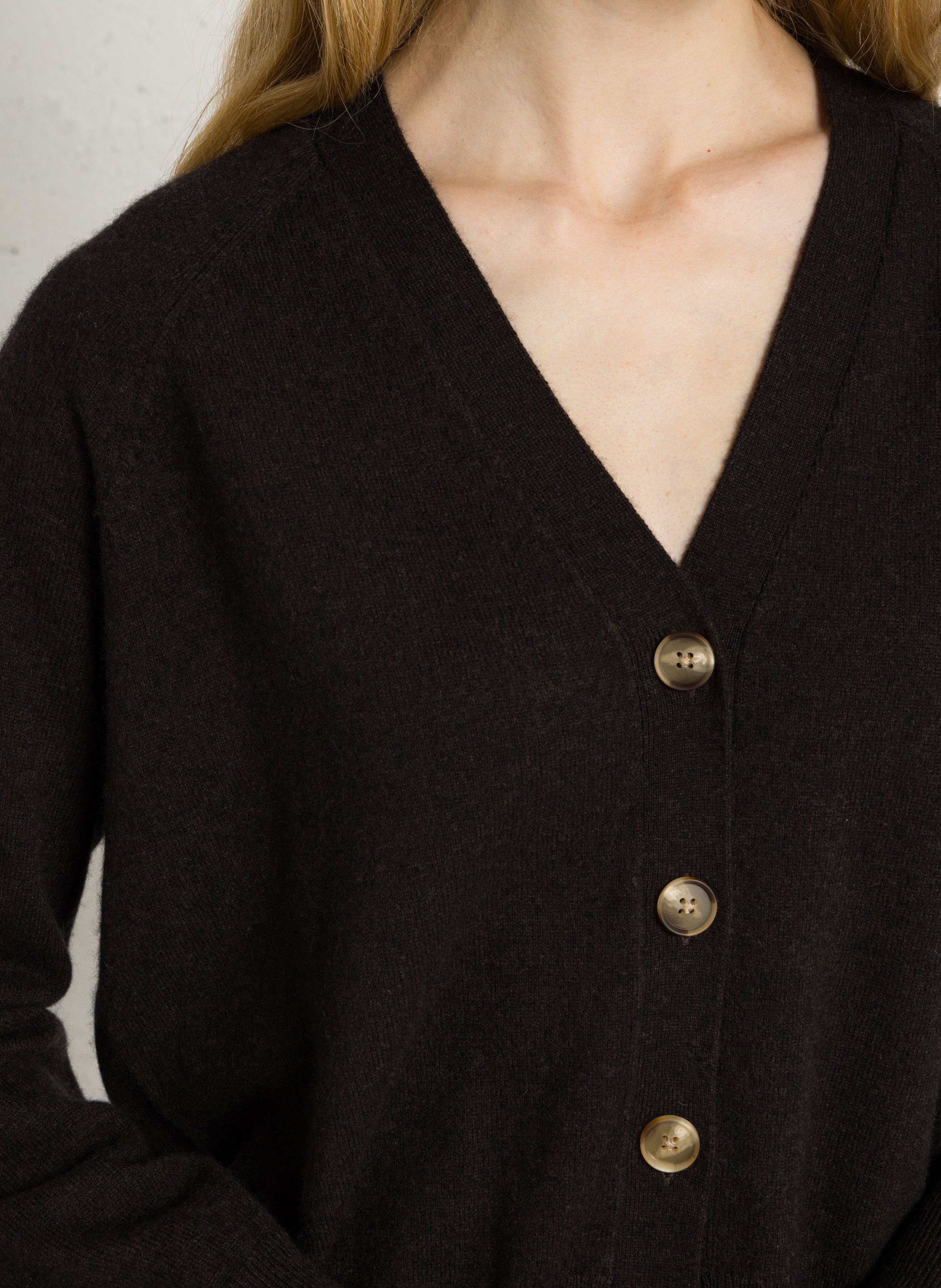 Cardigan droit en laine et cachemire HARTFORD Marron