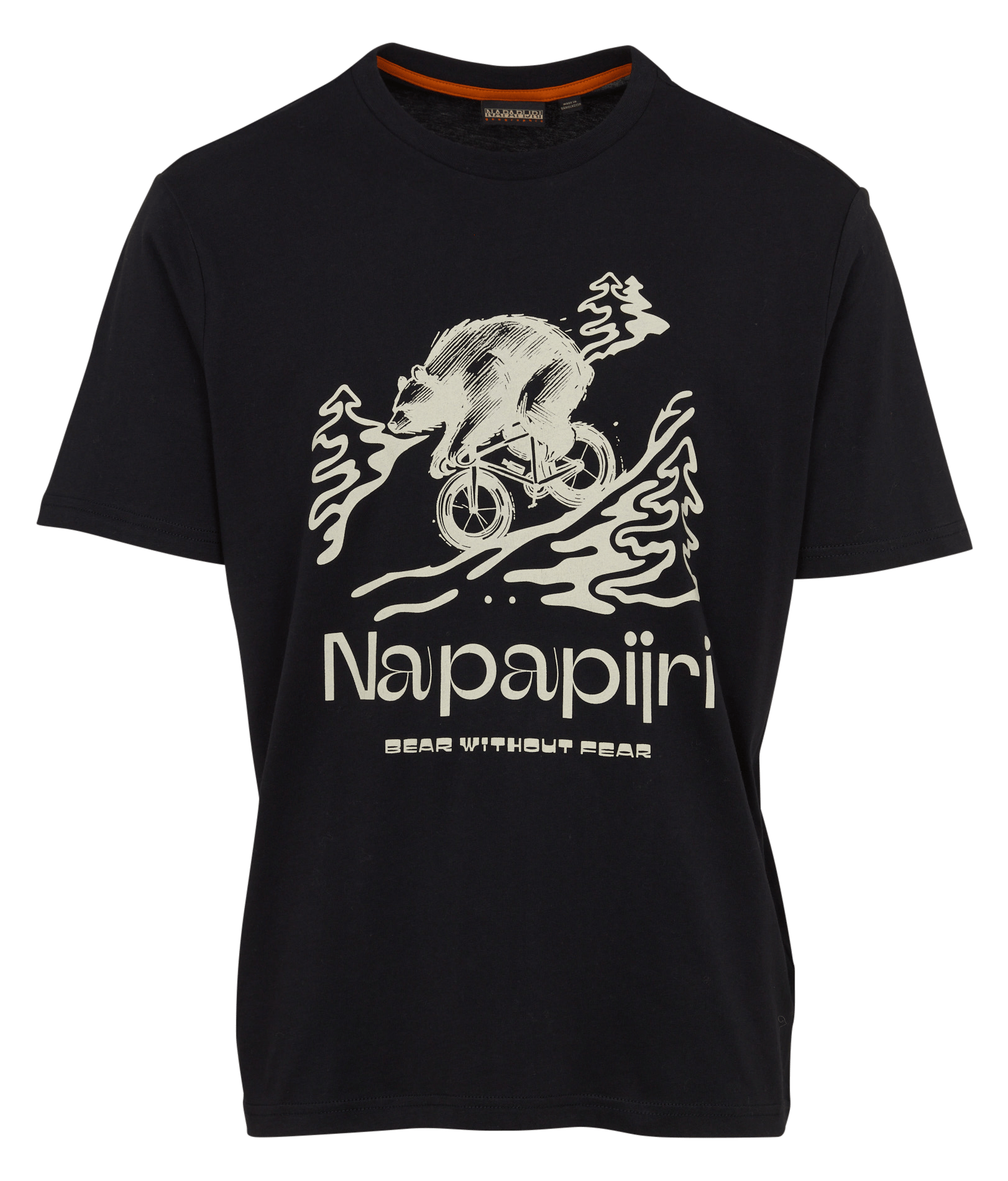 Gerade geschnittenes Baumwoll-T-Shirt mit Print NAPAPIJRI Schwarz