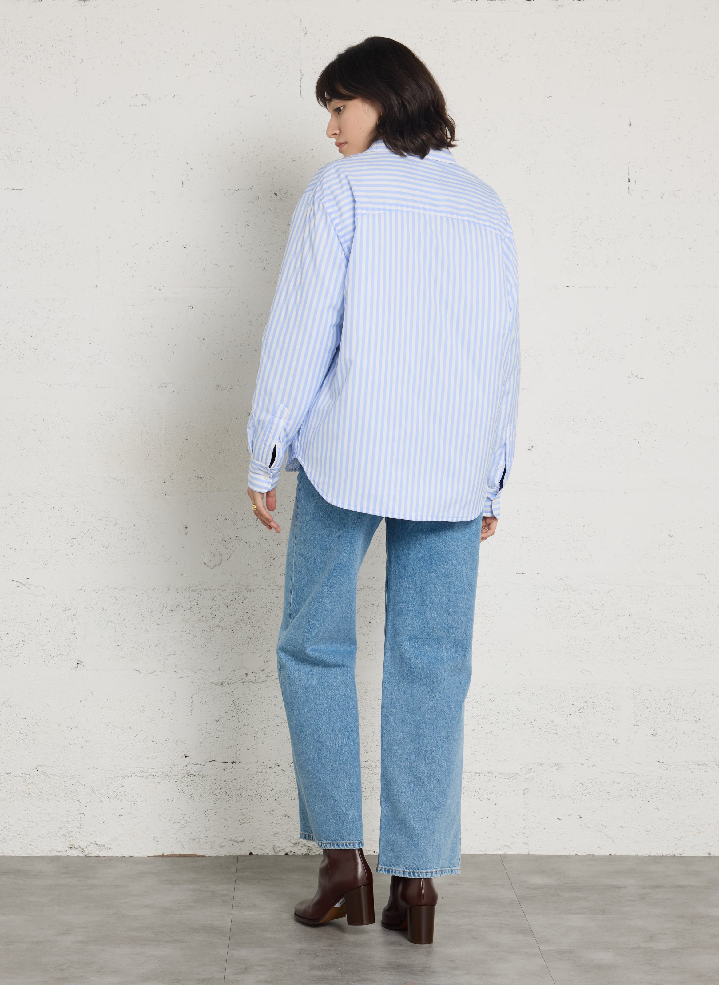 Gerade geschnittenes, gestreiftes Overshirt FLOTTE Blau