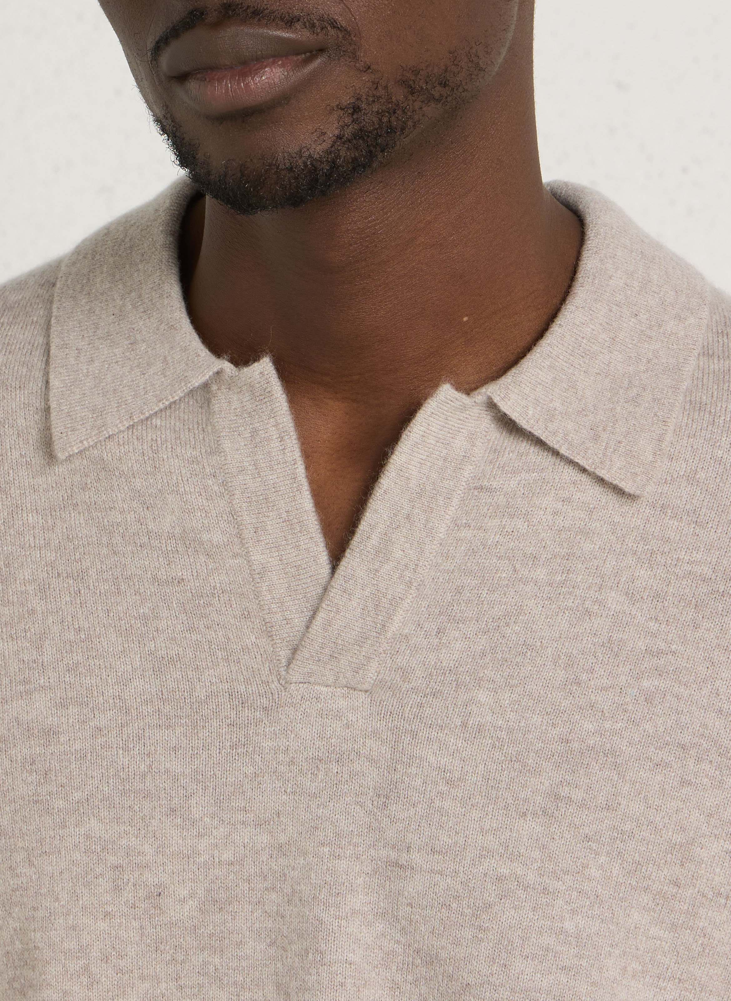 Maglione con collo a polo in misto lana HARTFORD Beige