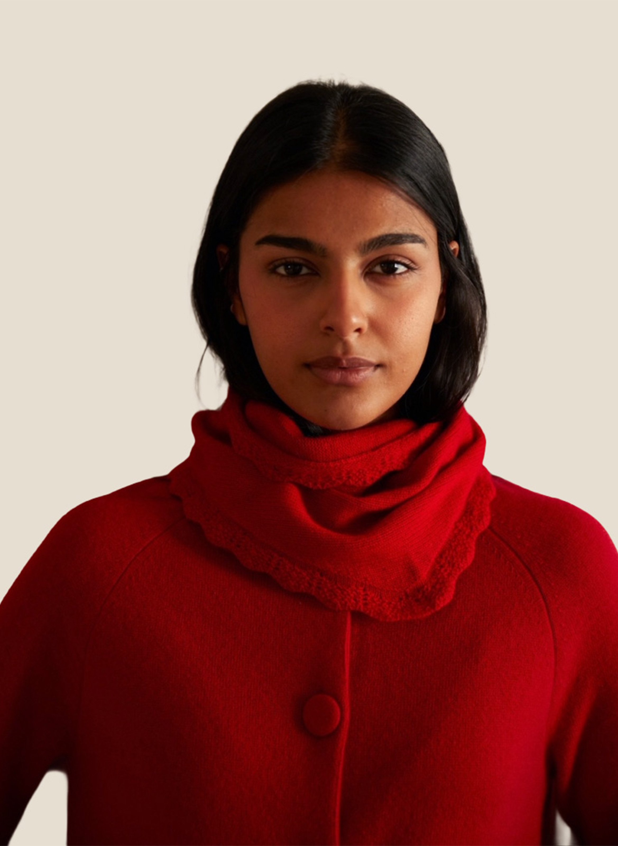 Bandana à bordure dentelle en cachemire HIRCUS Rouge