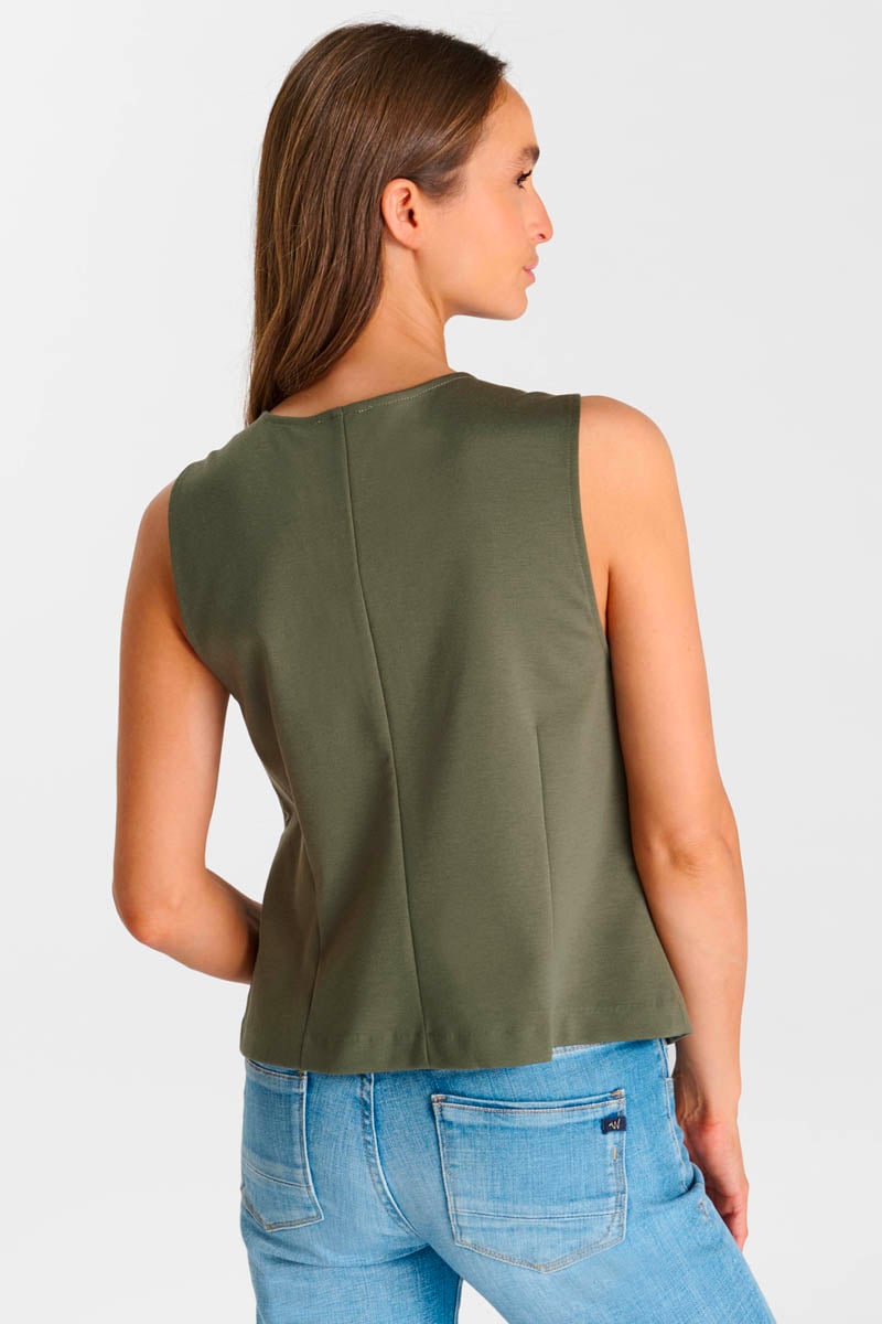 Buttoned V-neck sleeveless cardigan LE TEMPS DES CERISES Khaki