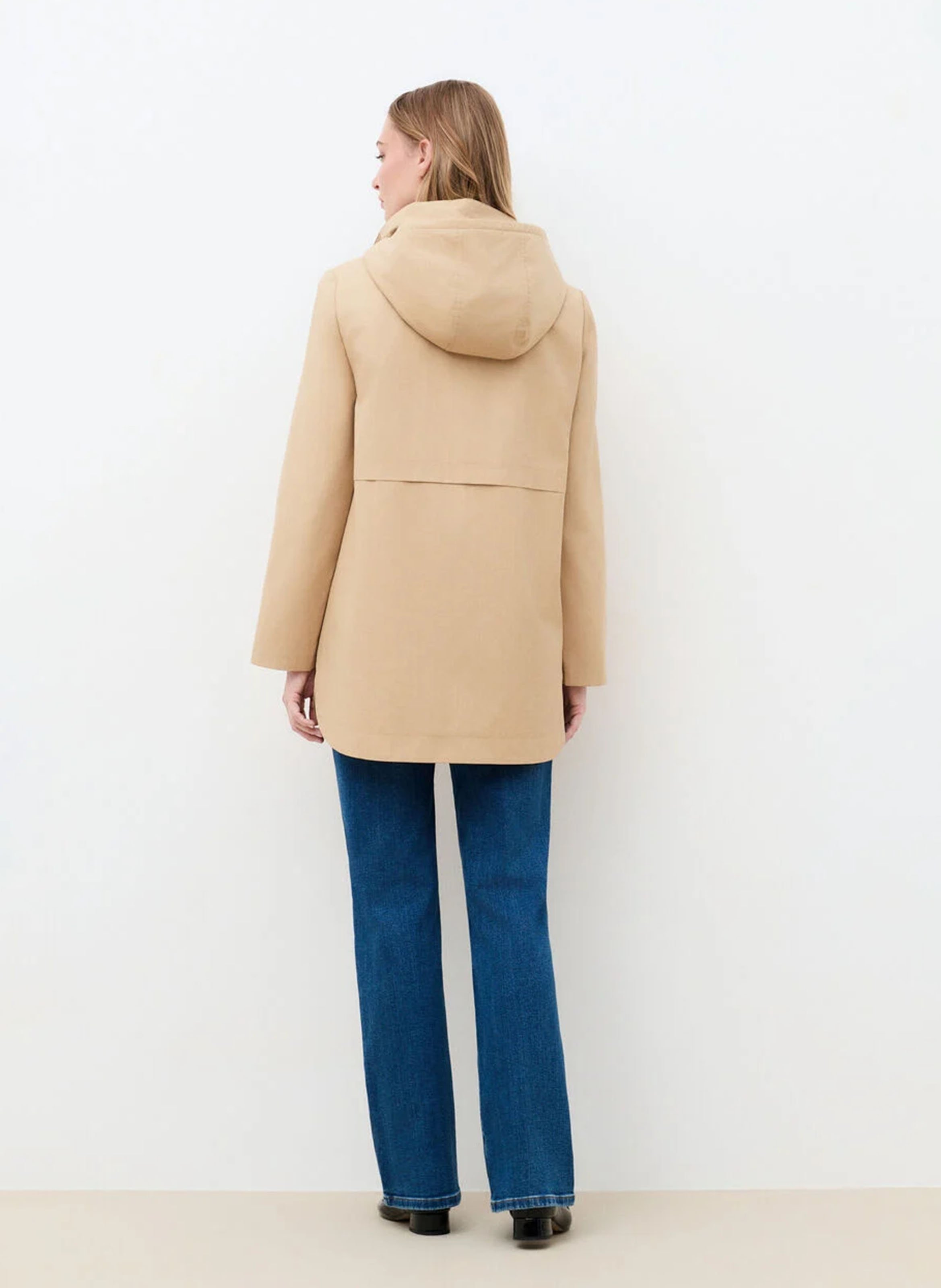 Parka droite col classique en coton mélangé  CAROLL Beige