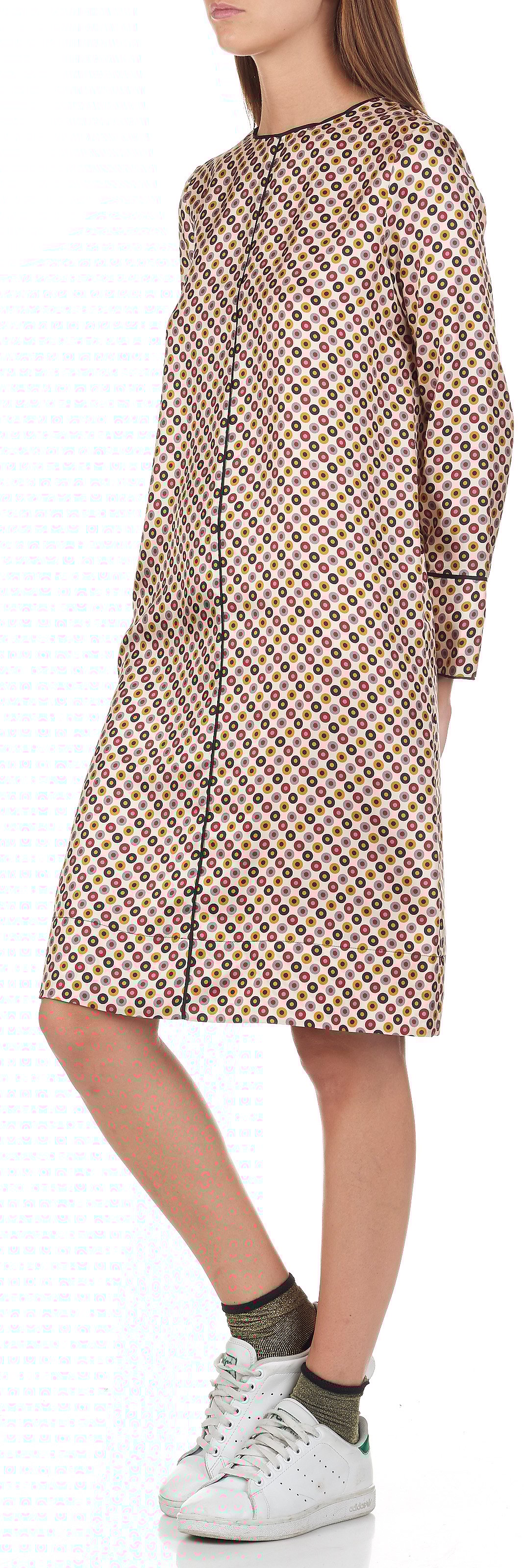 Straight printed silk midi dress MOMONI White