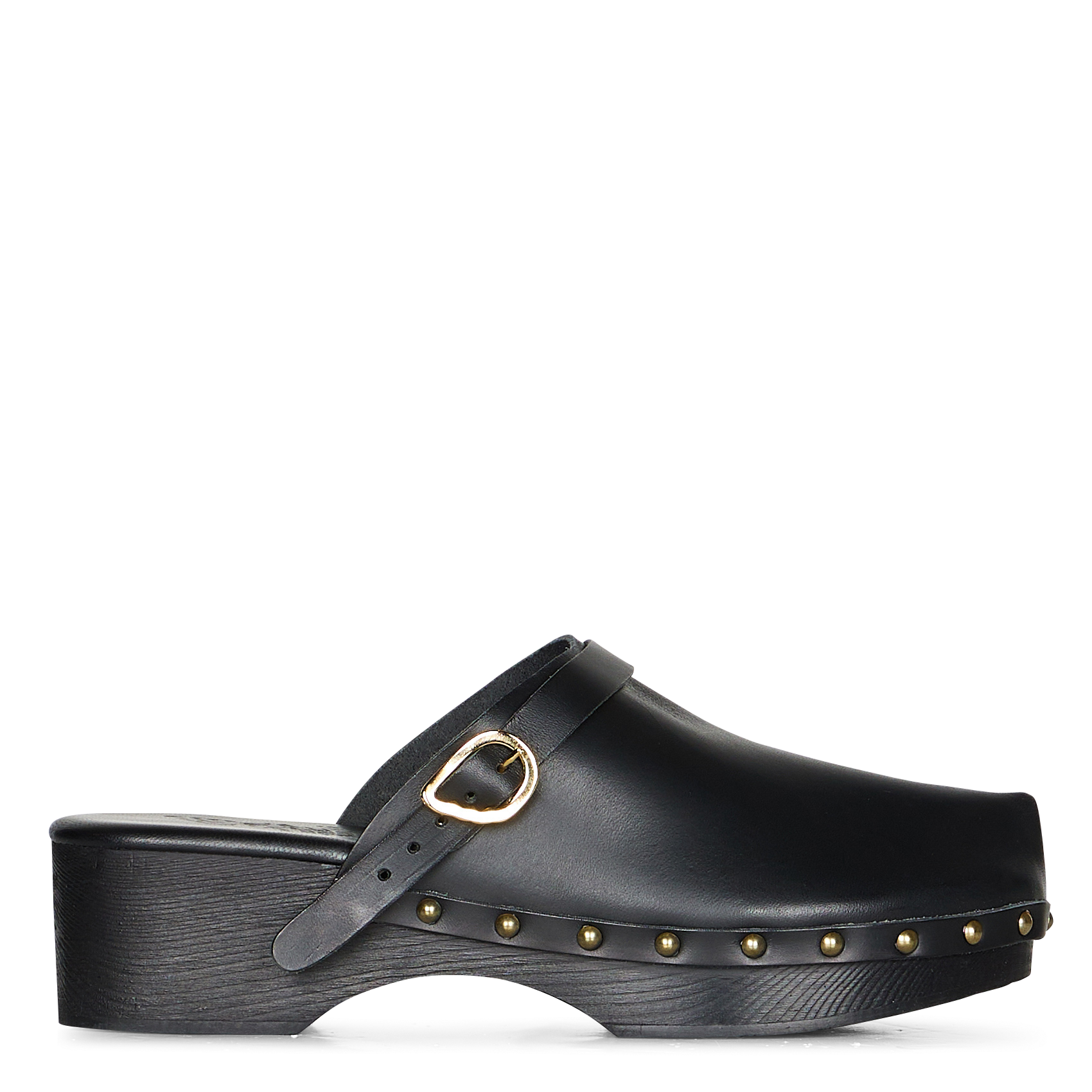 Sabots compensés en cuir ANCIENT GREEK SANDALS Noir