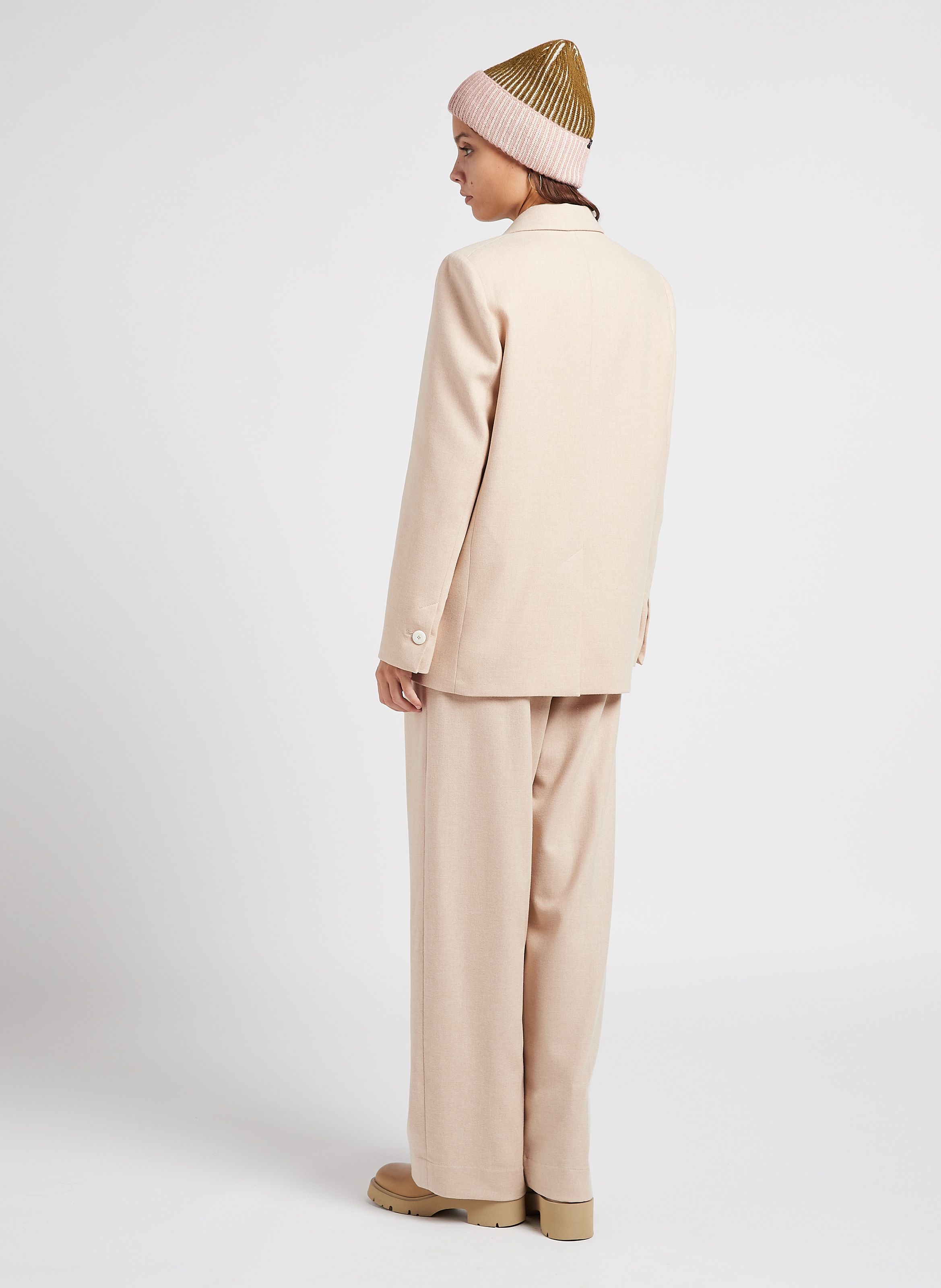 Beige Straight-cut jacket with tailored collar