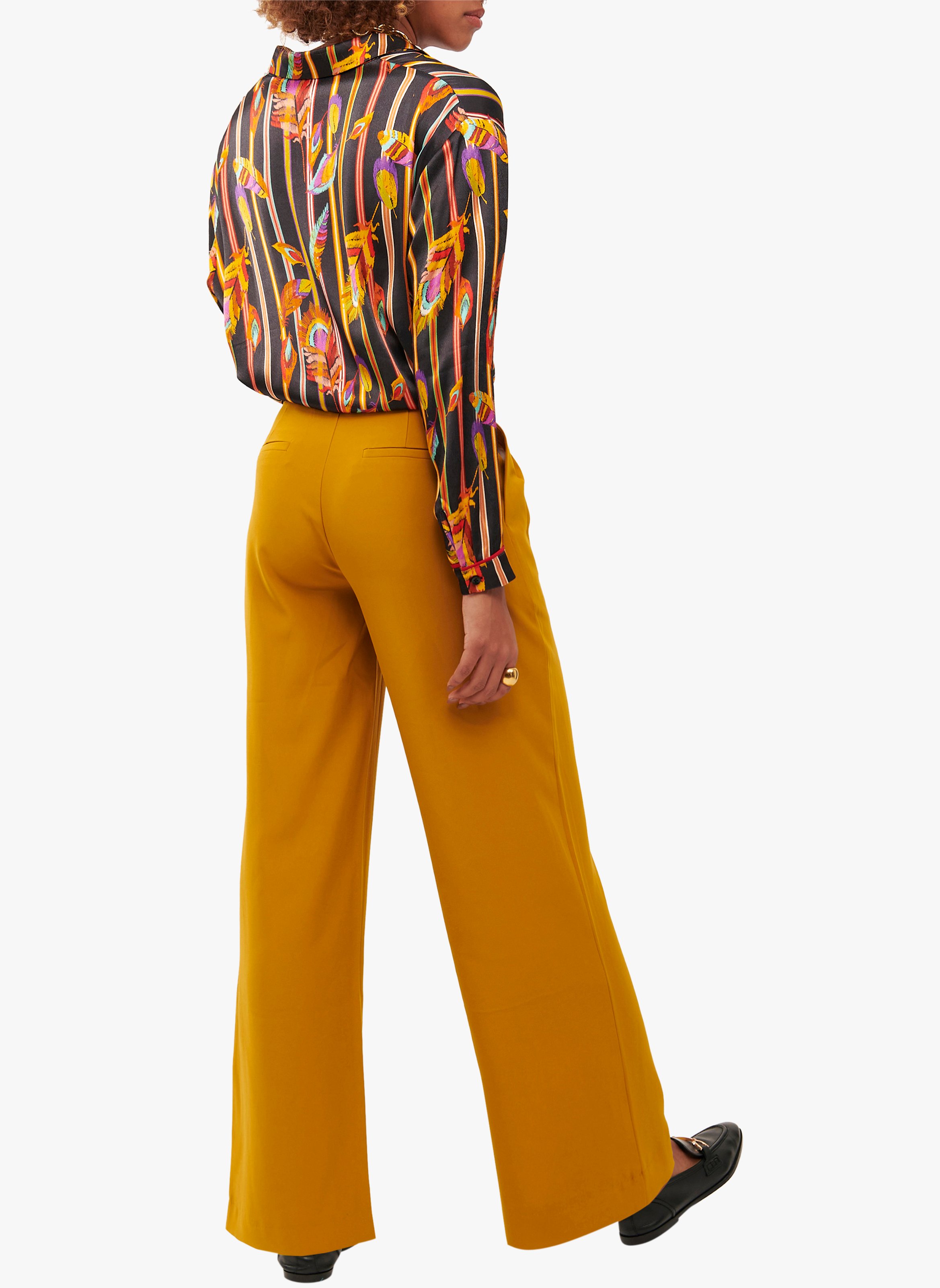 Flowing high-waisted pants WILD Brown