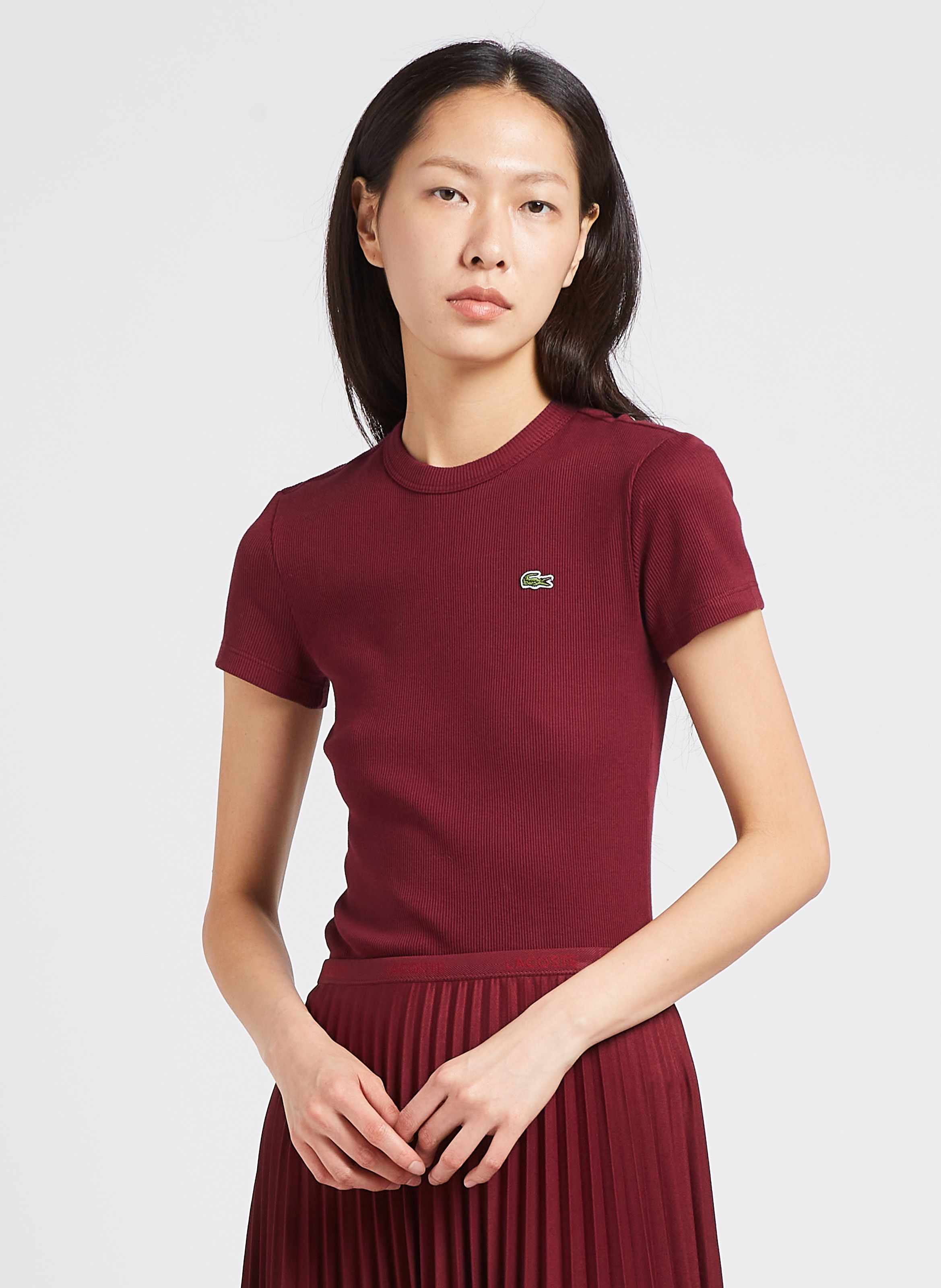 Red Close fit round neck cotton T shirt