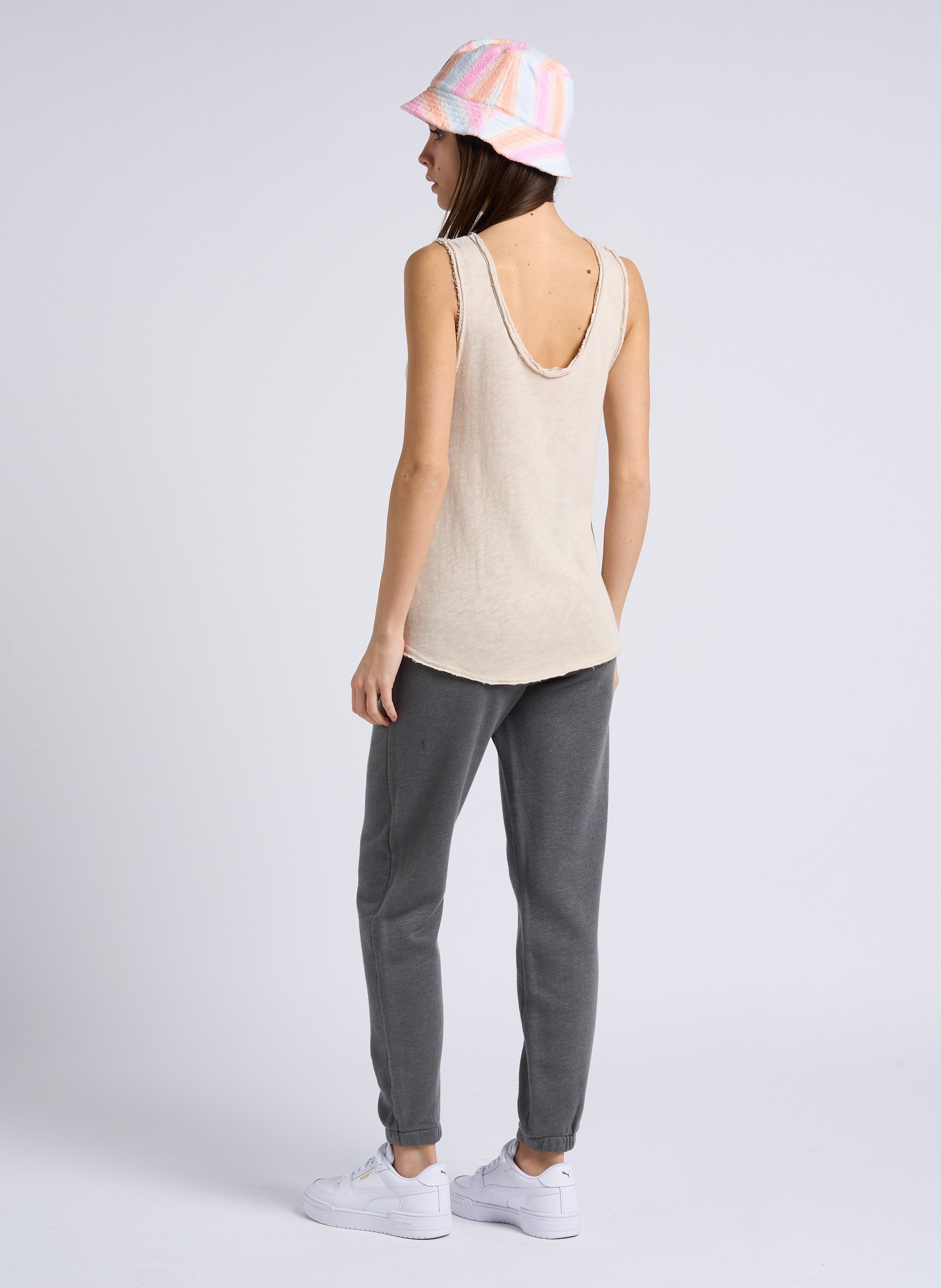 Rechte, katoenen singlet met ronde hals AMERICAN VINTAGE Beige