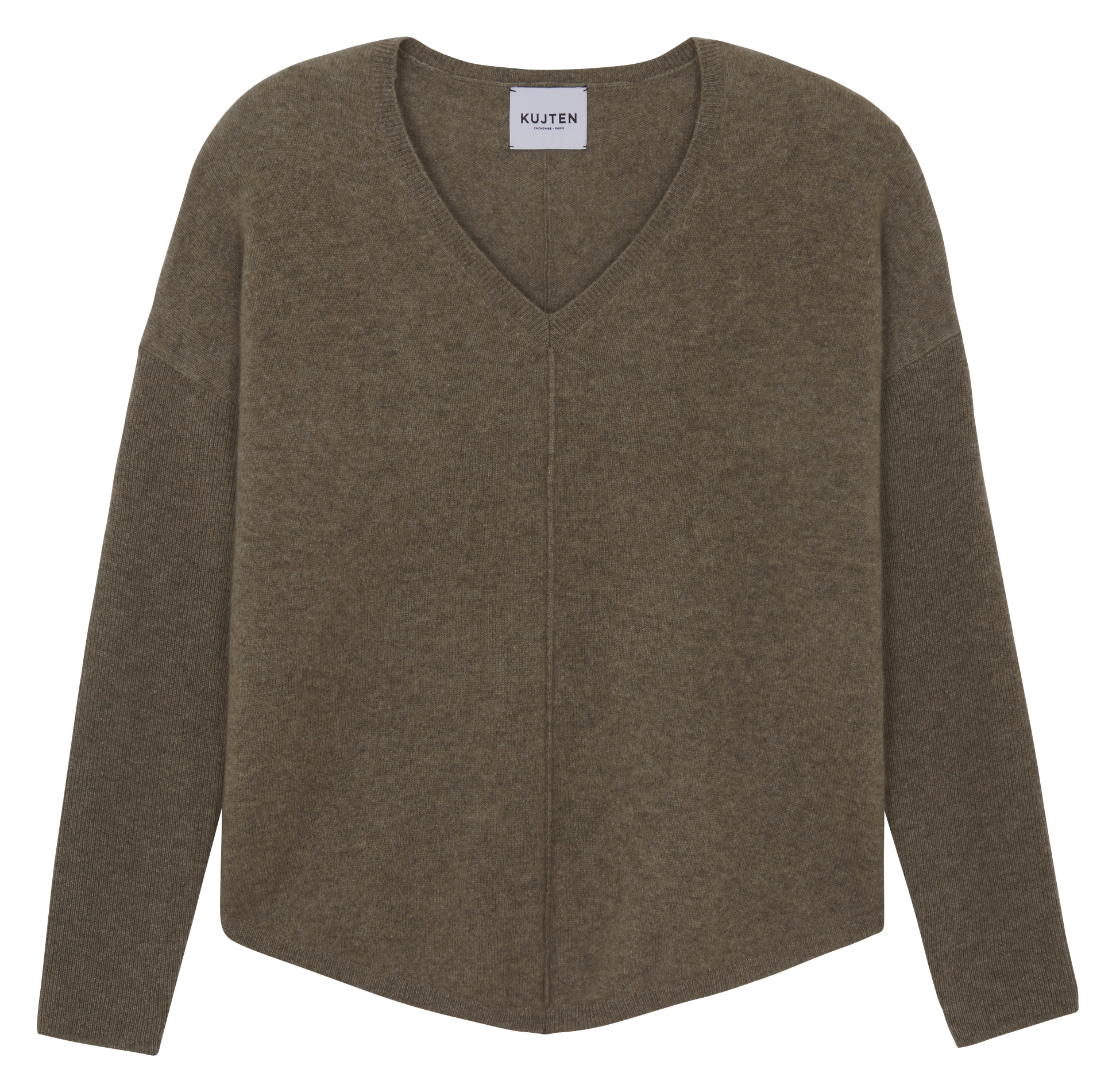 Oversized trui van kasjmier met V-hals KUJTEN Kaki