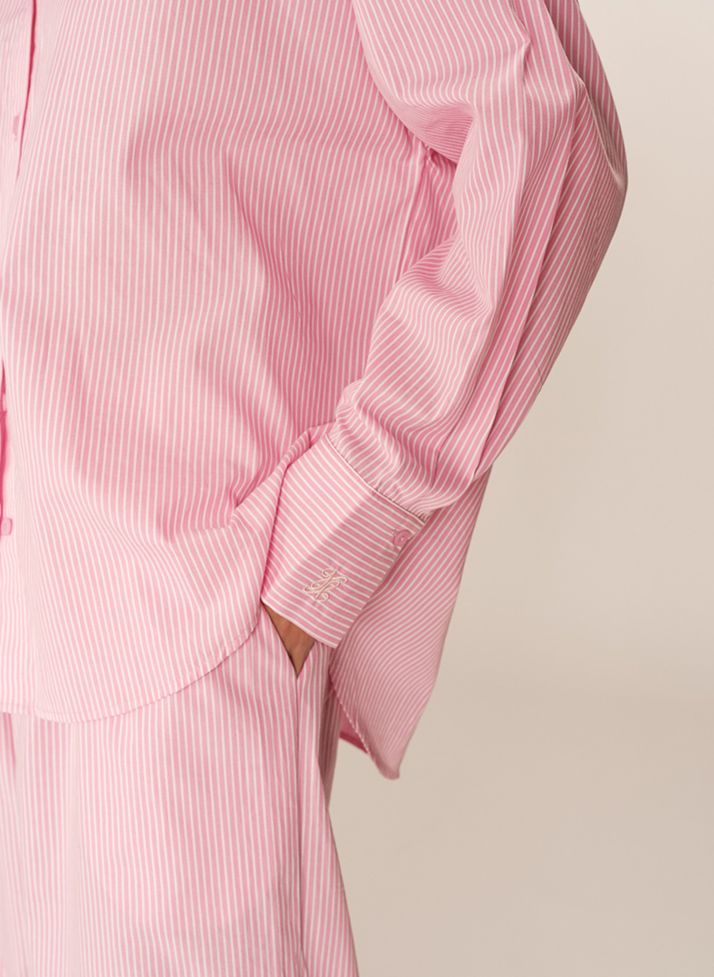 Oversized button-up striped shirt GRACE ET MILA Pink