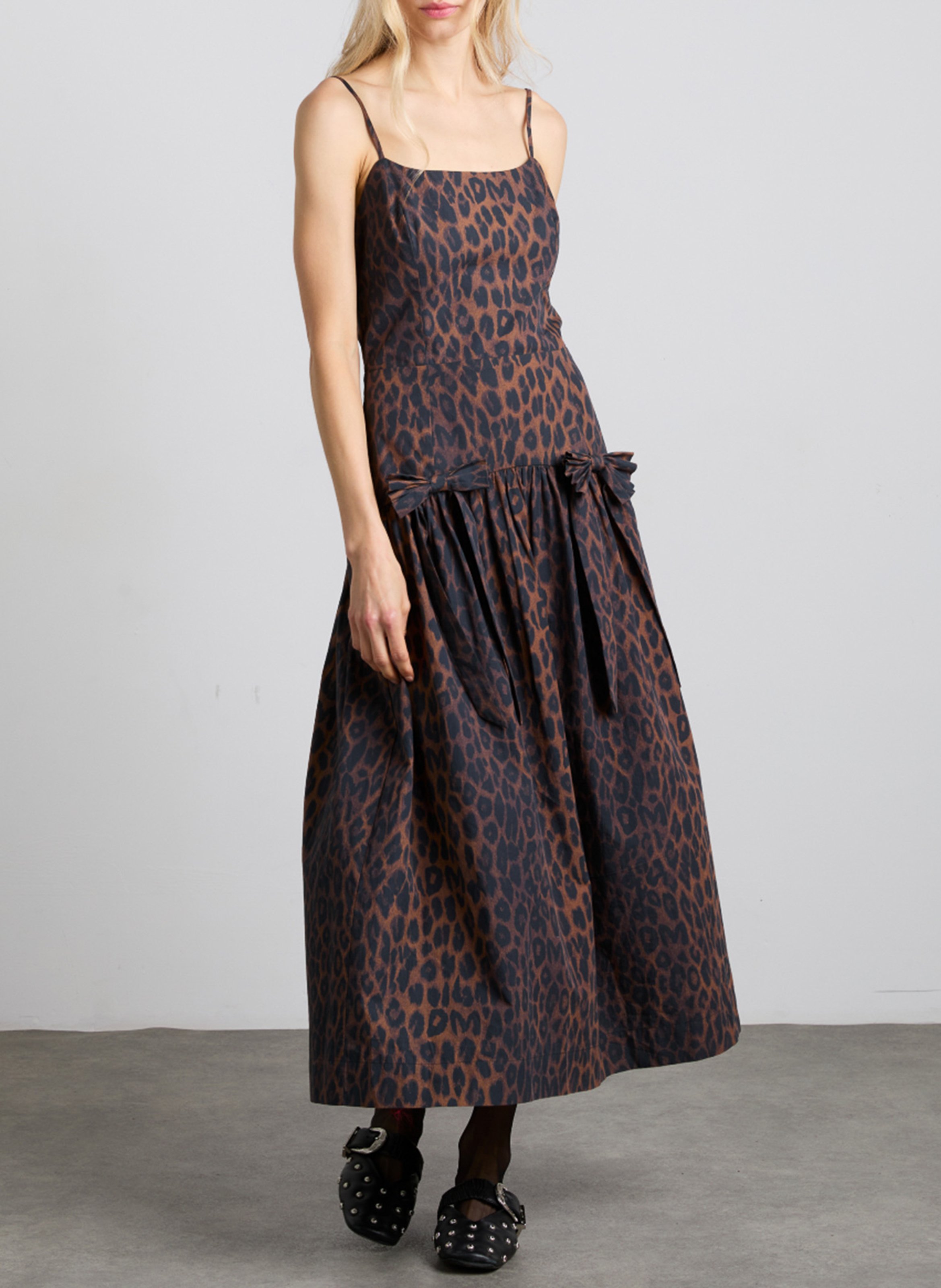 Leopard print midi dress with straps DAMSON MADDER Multicolored
