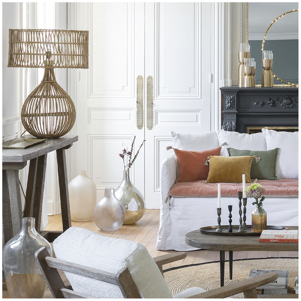 Rattan lamp base BLANC D'IVOIRE Beige