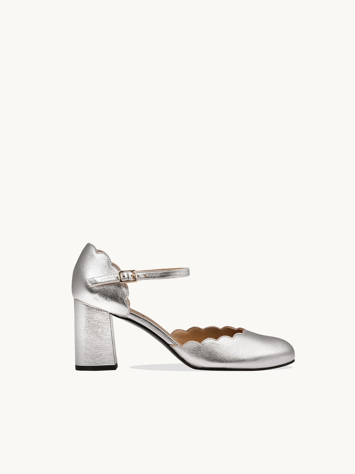Heeled metallic leather Mary Janes EMZI PARIS Silver